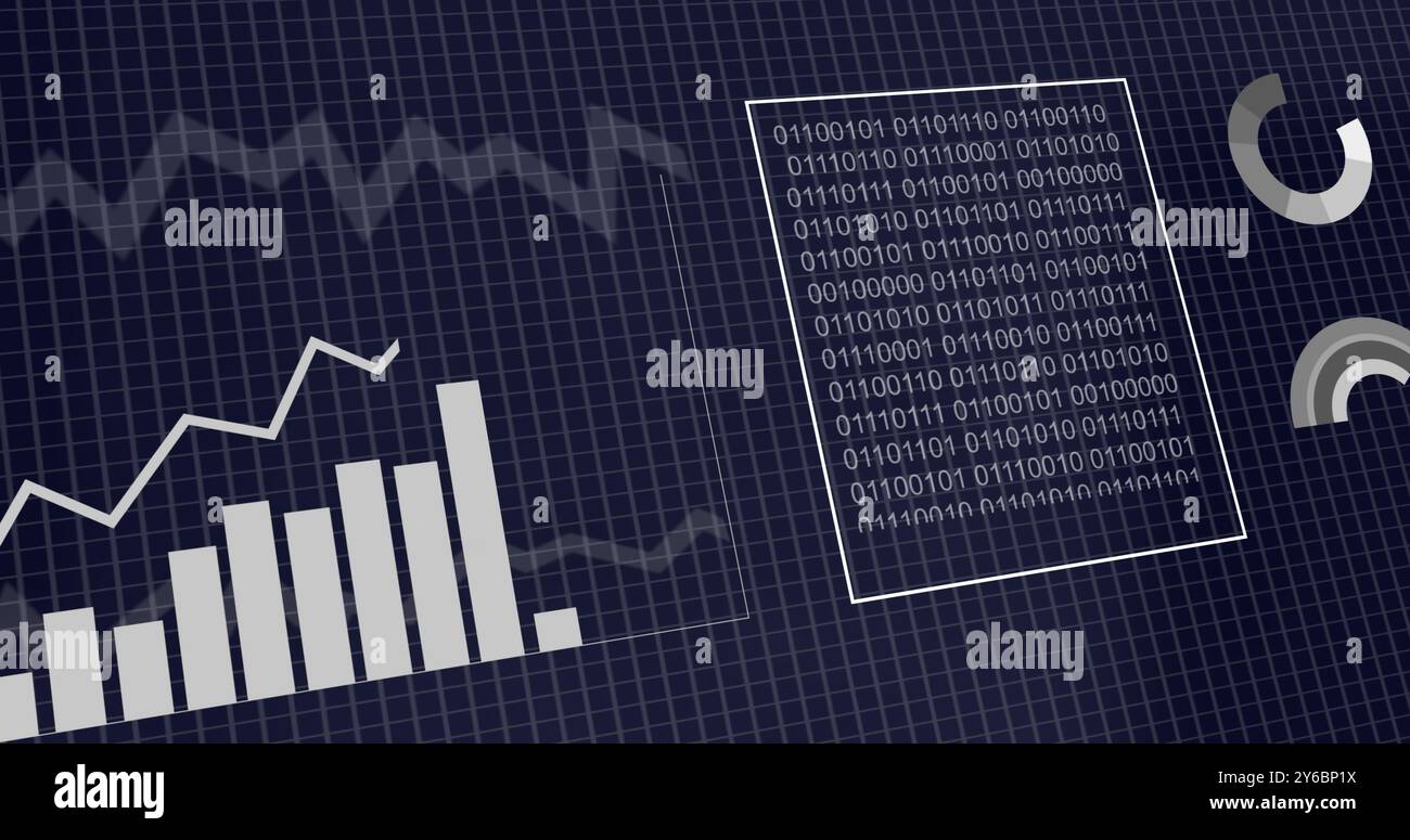 Image du traitement des données financières sur fond sombre Banque D'Images