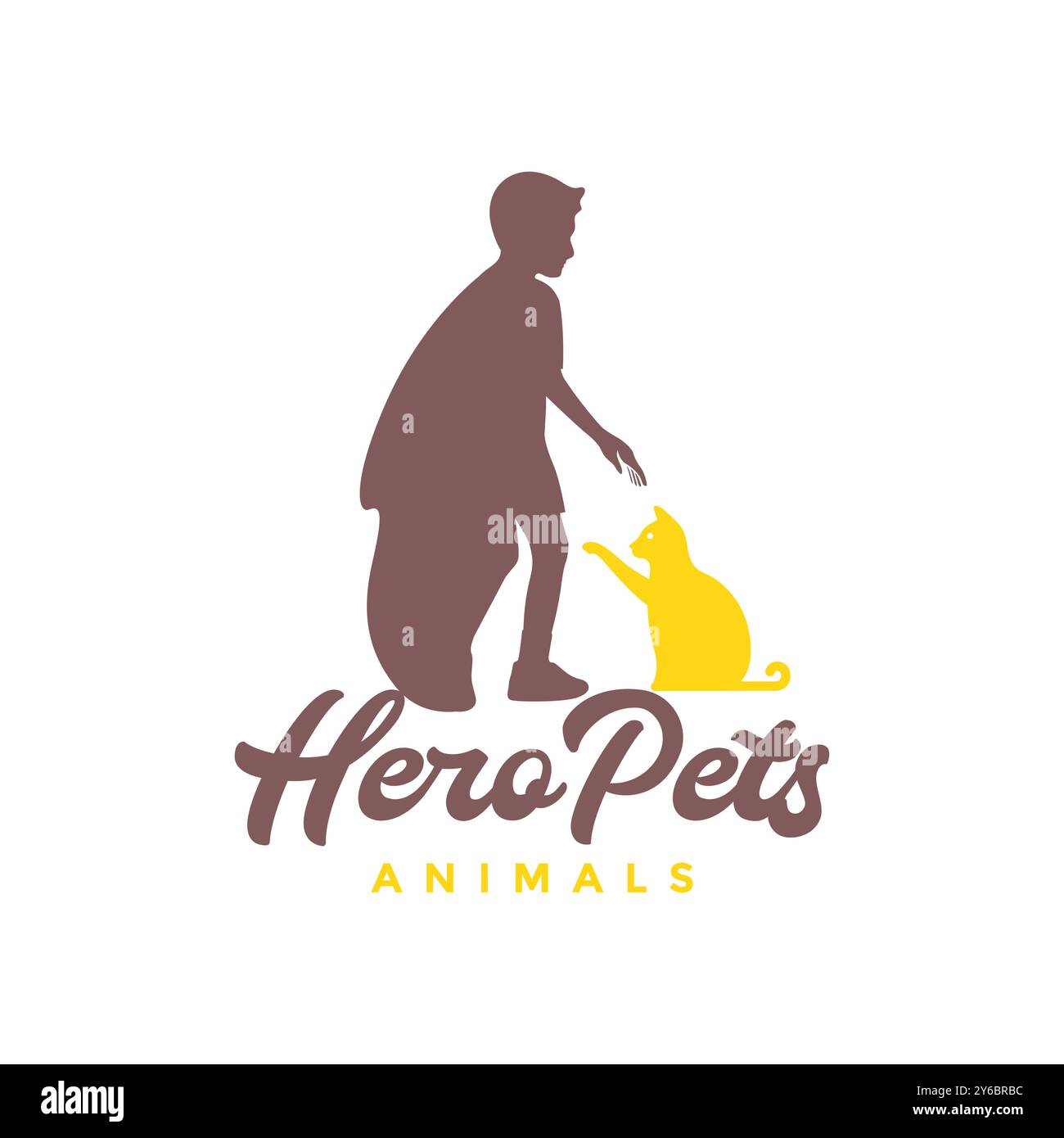 enfants jouant aux animaux de compagnie amis mascotte colorée modern simple logo illustration vectorielle Illustration de Vecteur