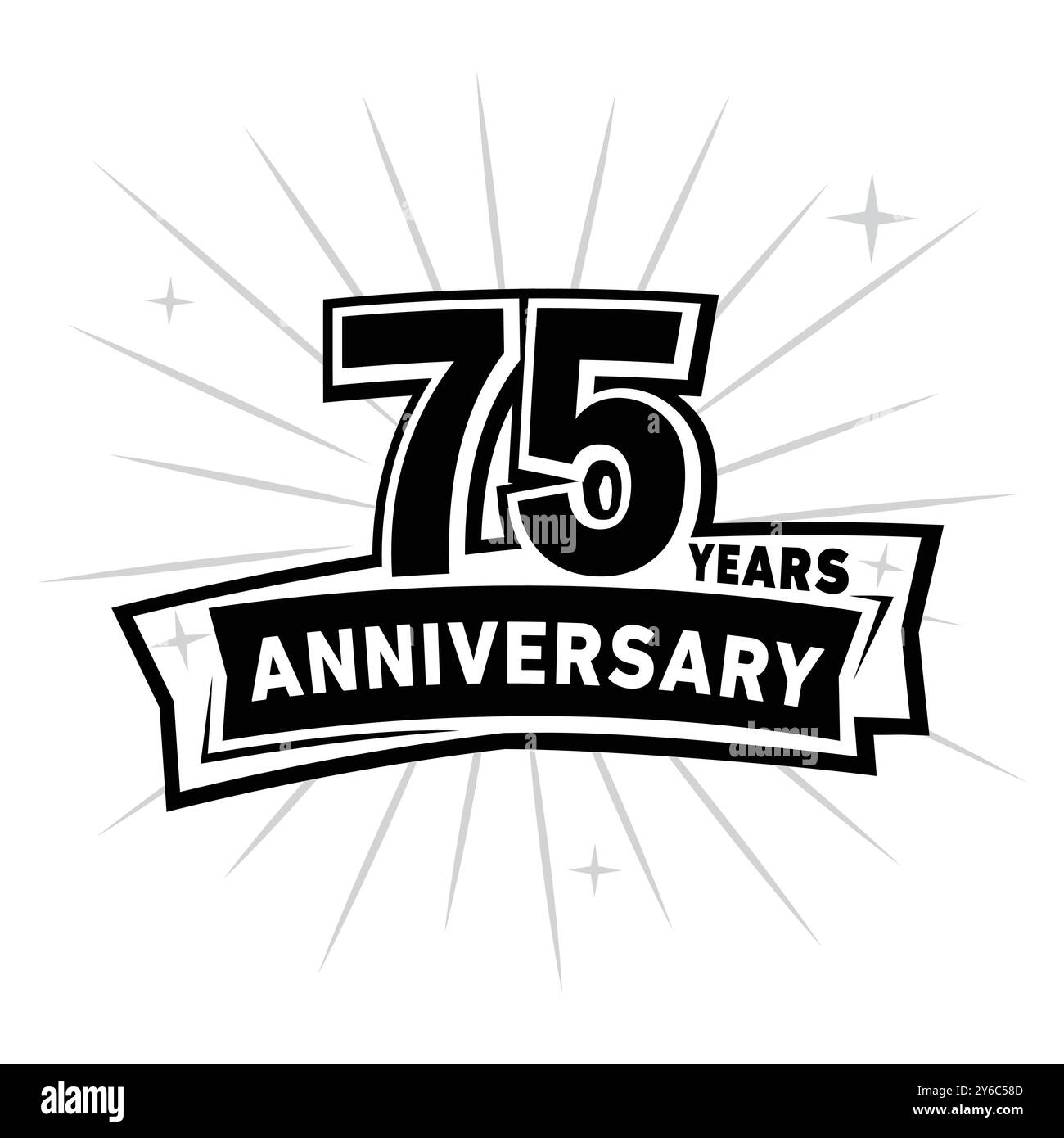 logo de célébration d'anniversaire de 75 ans. 75e modèle de conception. Vecteur et illustration. Illustration de Vecteur