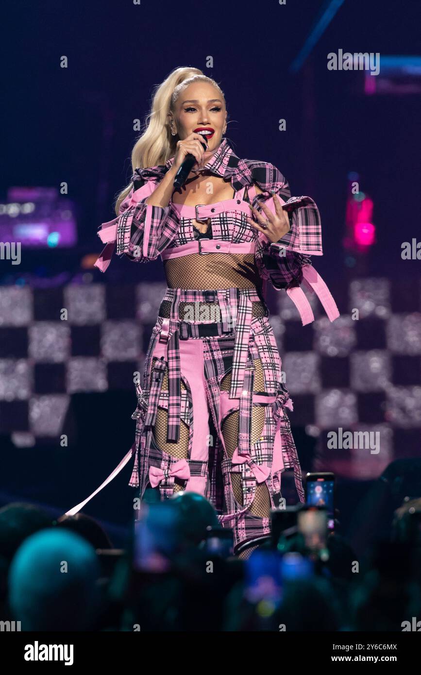 Las Vegas, États-Unis. 20 septembre 2024. Gwen Stefani se produit sur scène lors du iHeartRadio Festival à T-Mobile Arena le 20 septembre 2024 à Las Vegas, Nevada, États-Unis. Photo de Anne Barson/ABACAPRESS. COM Credit : Abaca Press/Alamy Live News Banque D'Images