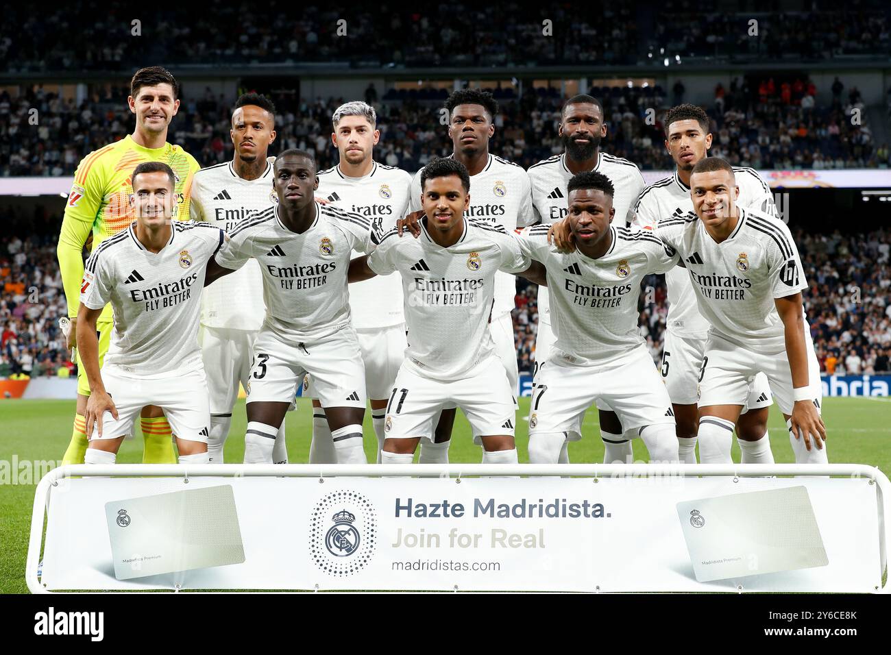 Madrid, Espagne. 24 septembre 2024. Real Madrid Team line-up (Real) Football/Football : Espagnol 'LaLiga EA Sports' match entre le Real Madrid CF 3-2 Deportivo Alaves à l'Estadio Santiago Bernabeu à Madrid, Espagne . Crédit : Mutsu Kawamori/AFLO/Alamy Live News Banque D'Images
