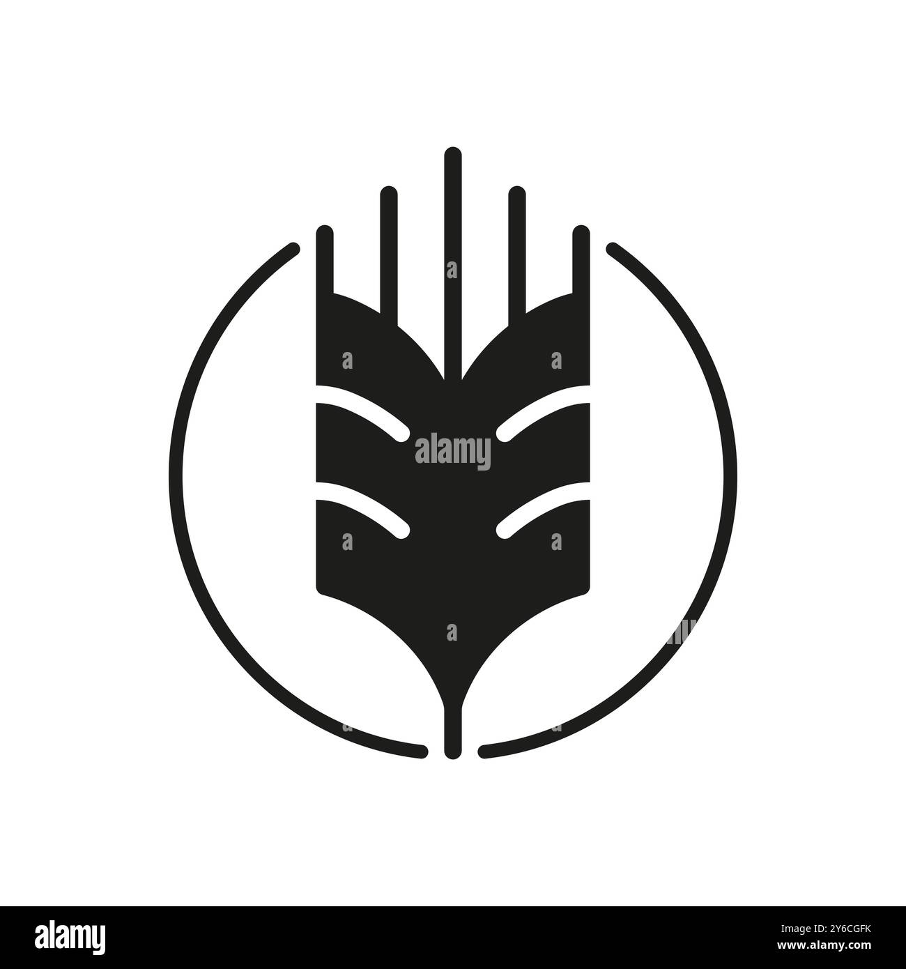 Régime végétal à base de plantes, icône Silhouette d'agriculture durable. Symbole de blé dans le cercle, produits alimentaires végétariens. Illustration vectorielle isolée Illustration de Vecteur