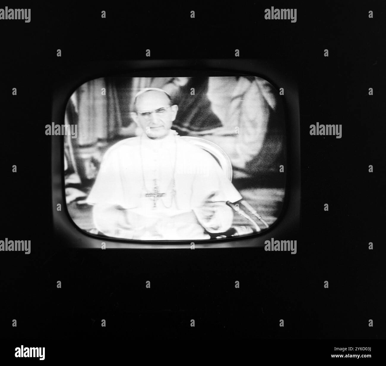 ÉMISSION DE TÉLÉVISION DU PAPE PAUL VI À NEW YORK / ; 29 SEPTEMBRE 1963 Banque D'Images