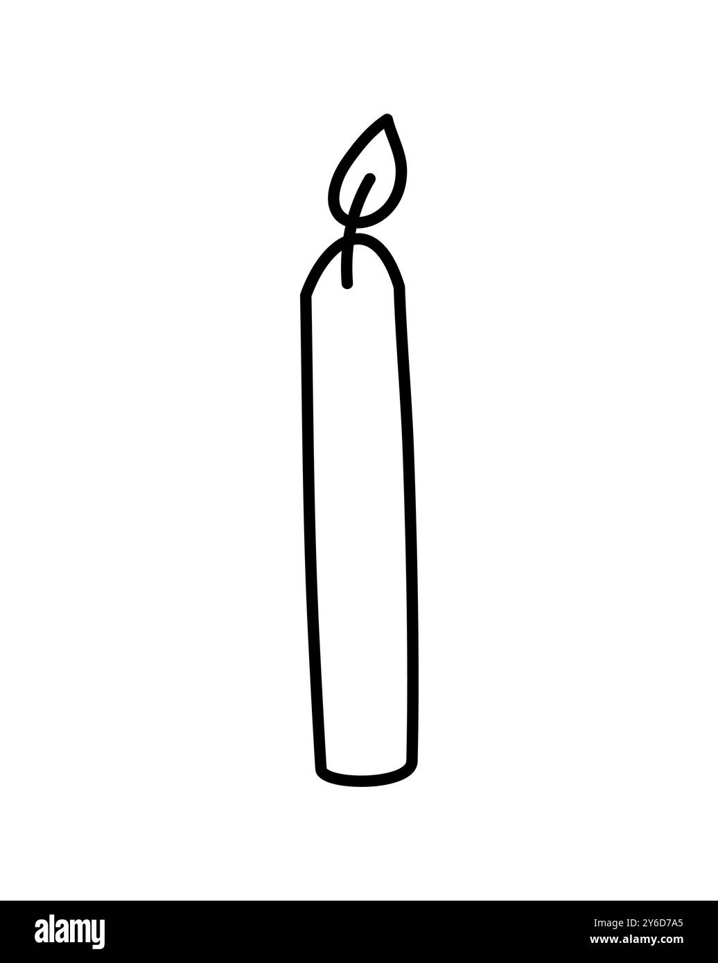 bougie de ligne dessinée à la main esthétique. Illustration plate de contour vectoriel coloré isolée sur fond. elément décoratif pour carte de voeux, bande Illustration de Vecteur