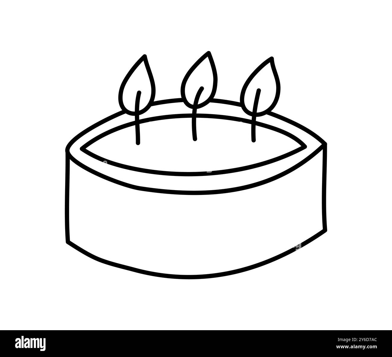 Bougie esthétique de décoration de ligne vectorielle de cire. Illustration colorée dessinée à la main. Délicat élément romantique de décor. Dessinez une bougie allumée chaleureuse Illustration de Vecteur