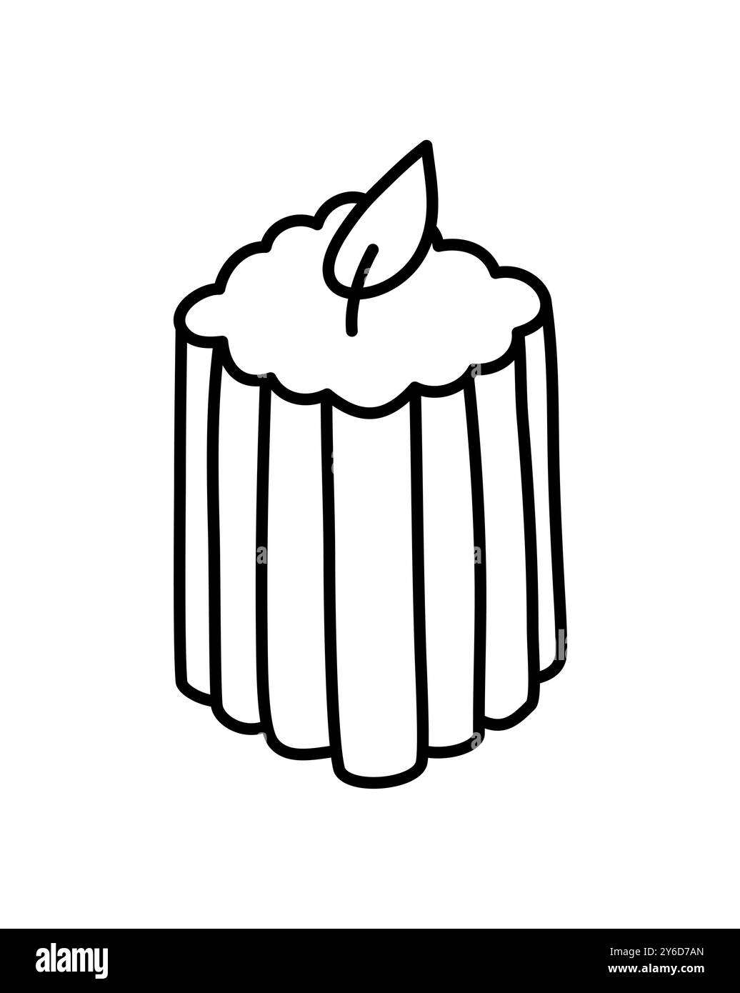 Bougie en coquille de style dopamine brûlant Doodle. Décor de chandelier de ligne esthétique dessiné à la main isolé sur fond blanc. Jour férié, Saint Valentin Illustration de Vecteur