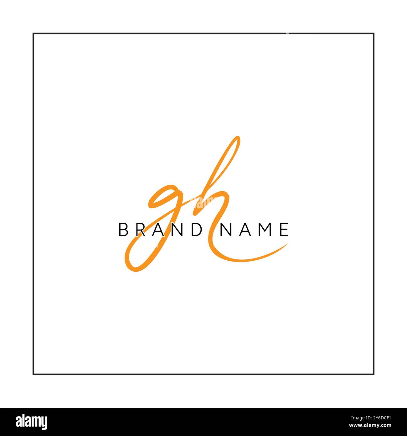 Logo de signature manuscrite pour la lettre initiale GH - modèle de logo vectoriel pour l'alphabet G et H. Illustration de Vecteur