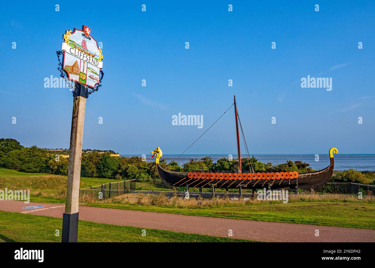 Viking Longship à Pegwell Bay, Kent, Angleterre Banque D'Images