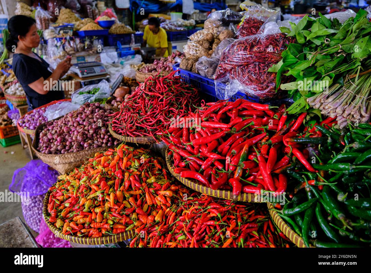 L'INDONÉSIE, Bali, Denpasar, marché Pasar Badung Banque D'Images