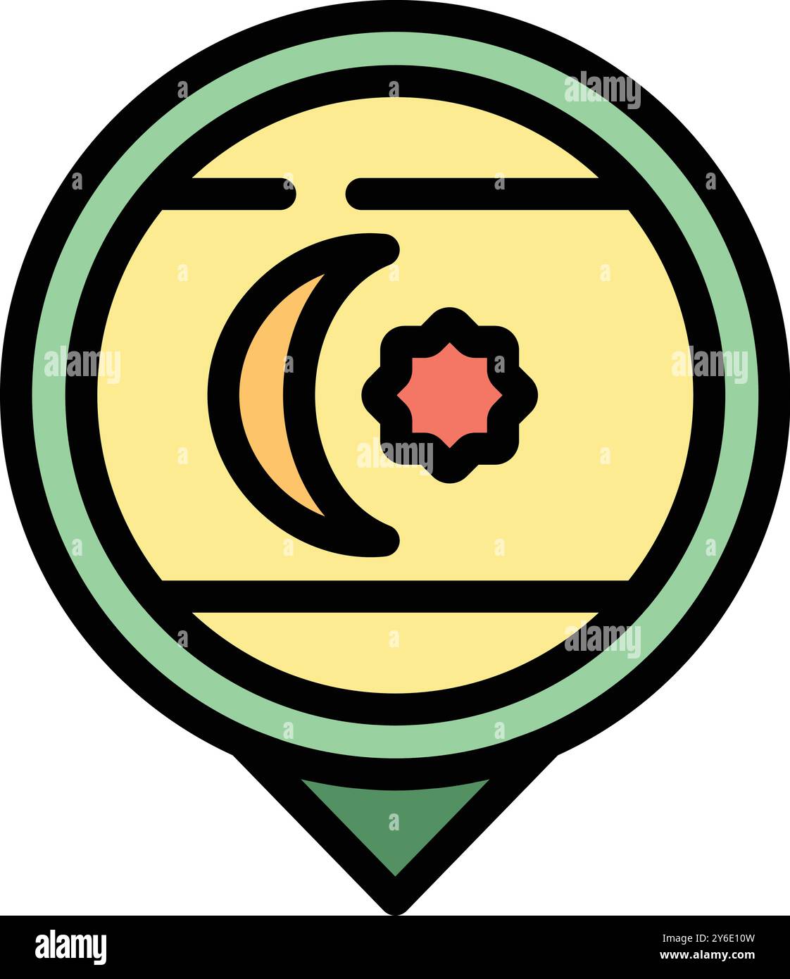 Broche de localisation verte pointant un drapeau de pays avec un croissant de lune et une étoile sur une carte Illustration de Vecteur