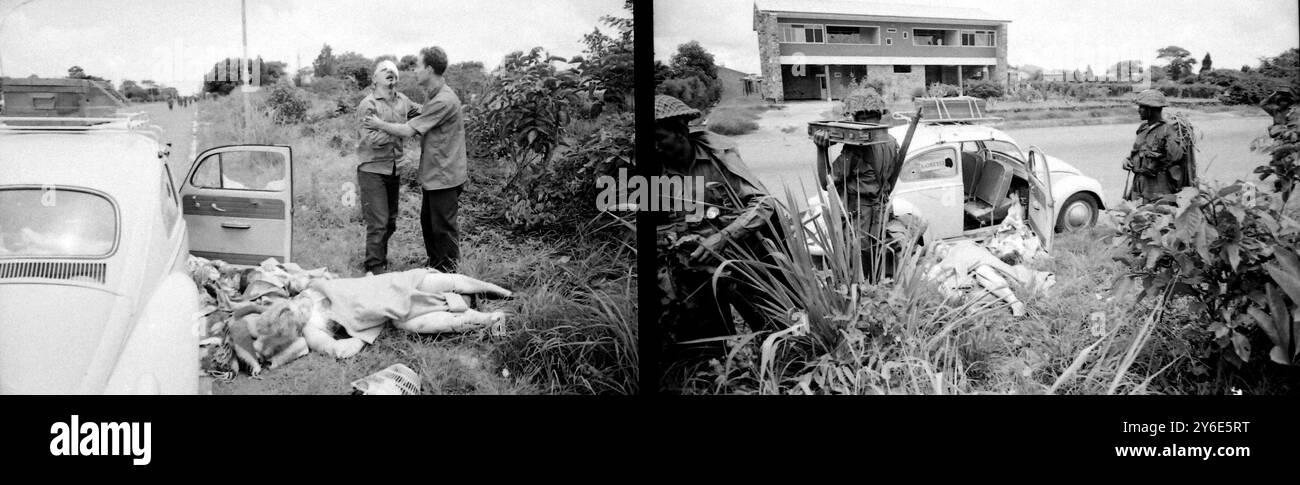 MINEUR BELGE ALBERT VERBRUGGHE AVEC SON ÉPOUSE CADAVRE AU KATANGA / ; 4 JANVIER 1963 Banque D'Images