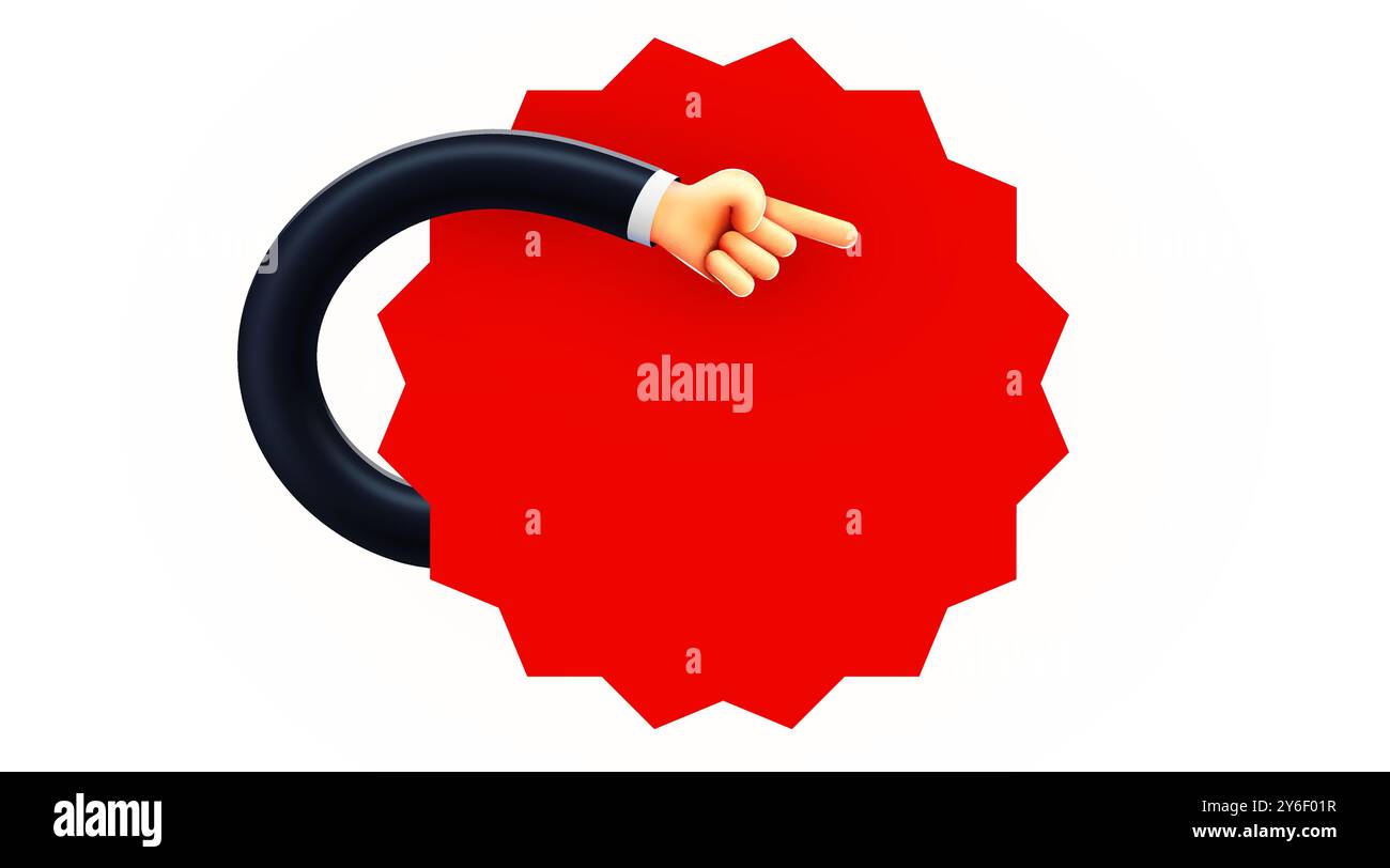 Main de dessin animé pointant vers la bulle de chat. Illustration de Vecteur