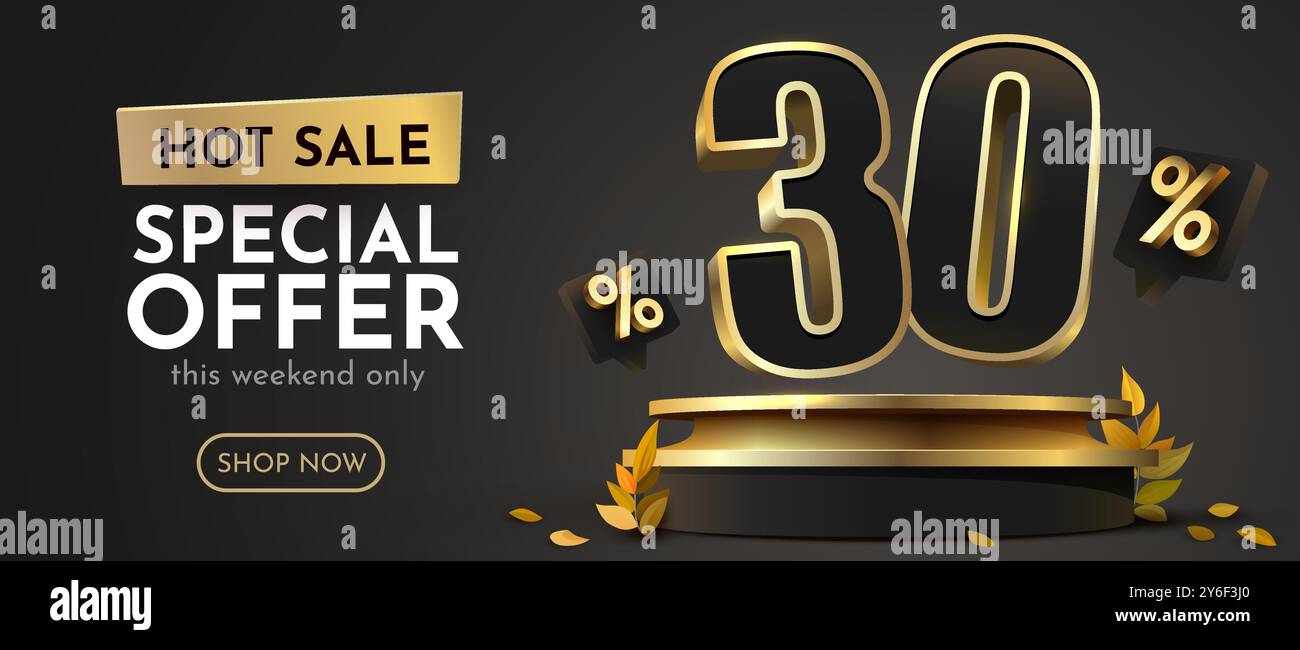 30 % de réduction. Composition créative à prix réduit. Bannière et affiche de vente. Illustration vectorielle. Illustration de Vecteur