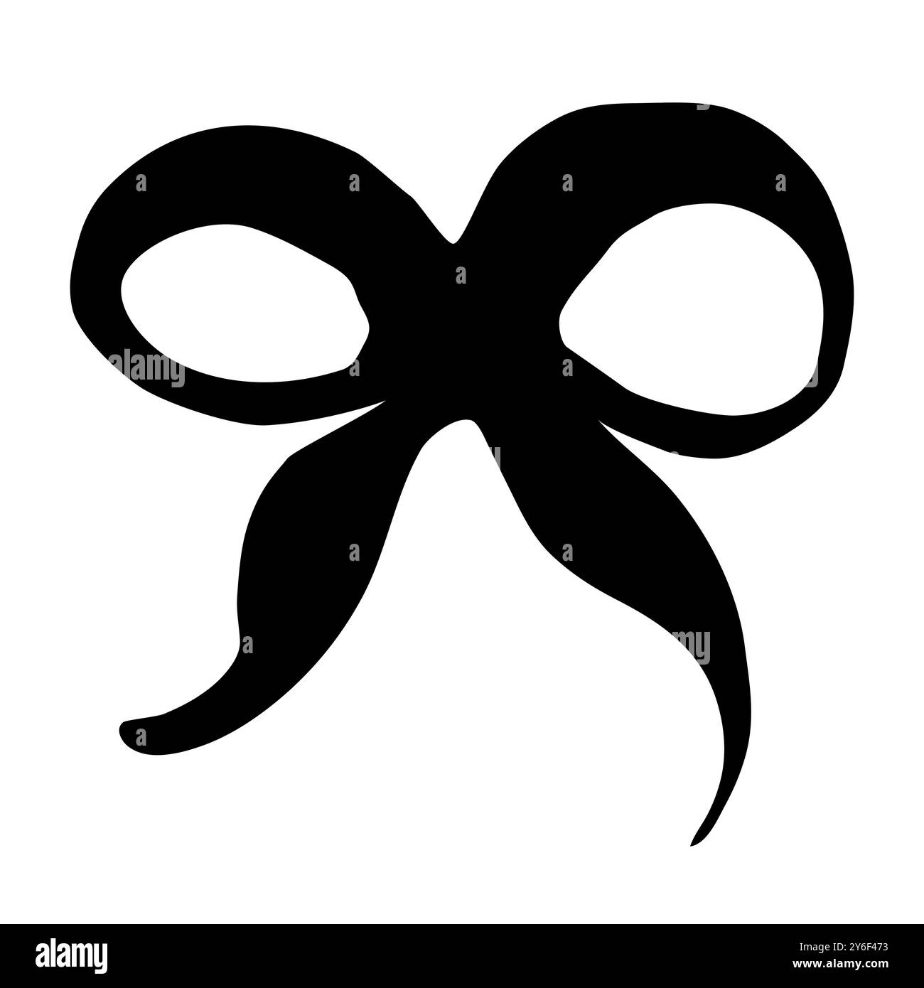 Arc main peint au pinceau. Doodle cheveux noeud ou icône de noeud papillon isolé sur fond blanc Illustration de Vecteur