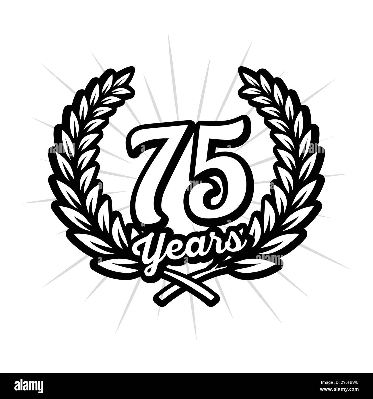 célébration des 75 ans d'anniversaire avec couronne de laurier. logo du 75e anniversaire. Vecteur et illustration. Illustration de Vecteur