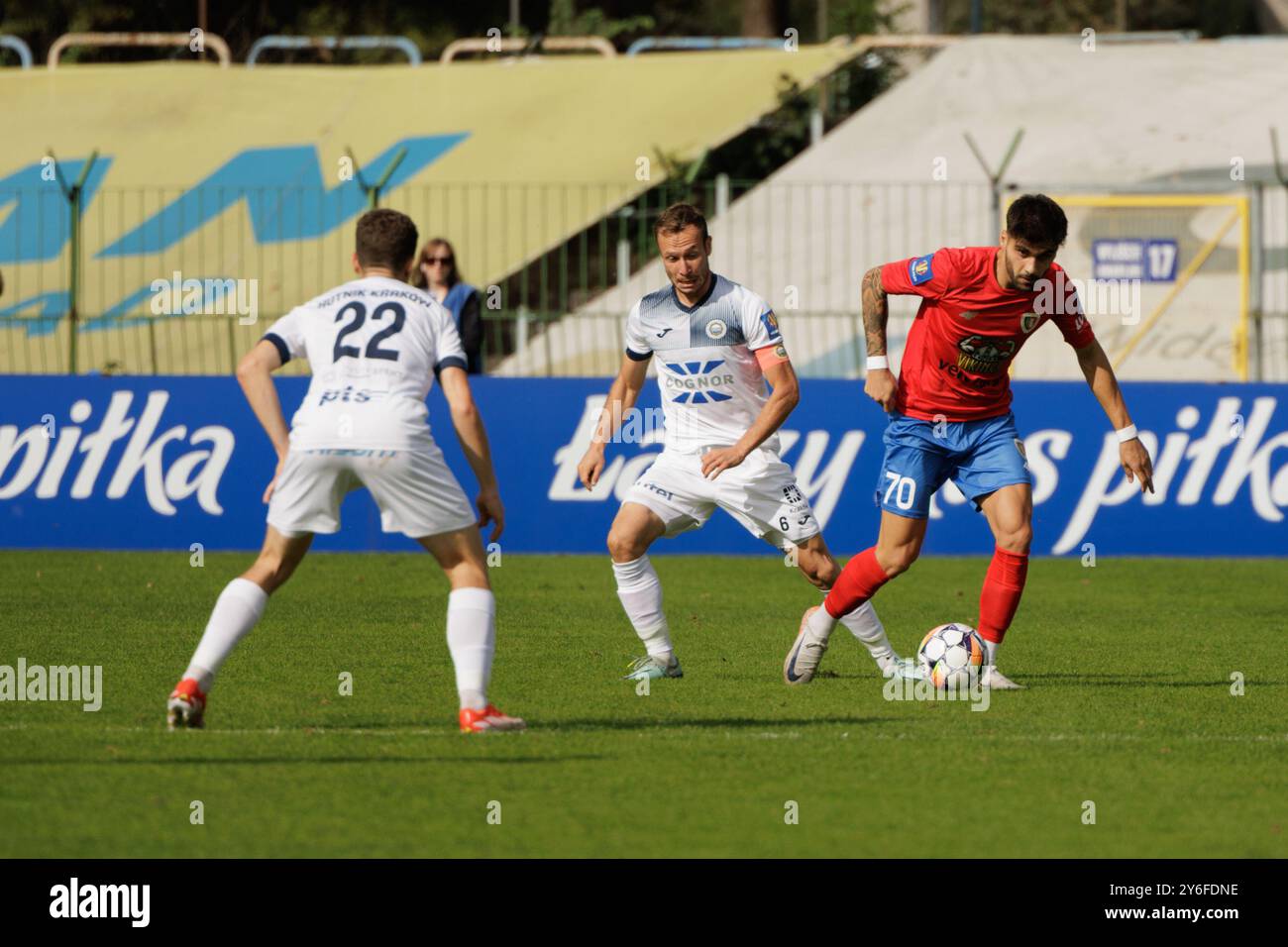 CRACOVIE 25.09.2024 PILKA NOZNA, FORTUNA PUCHAR POLSKI, SEZON 2024 2025, RUNDA 1 HUTNIK KRAKOW VS PIAST GLIWICE N/Z ANDREAS KATSANTONIS PIOTR FRONT / ARENA AKCJI KRAKOW 25.09.2024 FOOTBALL, FORTUNA POLISH CUP, SAISON 2024 2025, ROUND 1 HUTNIK KRAKOW VS PIAST GLIWICE PIOTR FRONT / ARENA AKCJI Banque D'Images