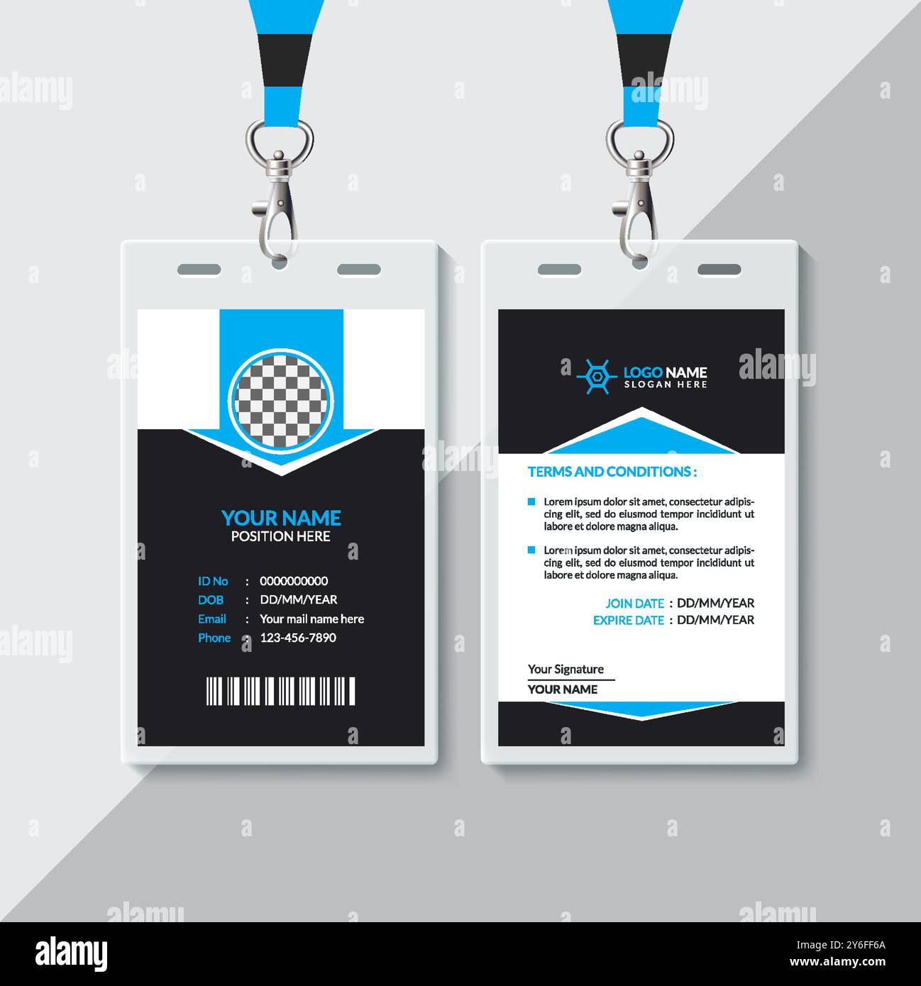 Modèle de conception de carte d'identité Illustration de Vecteur