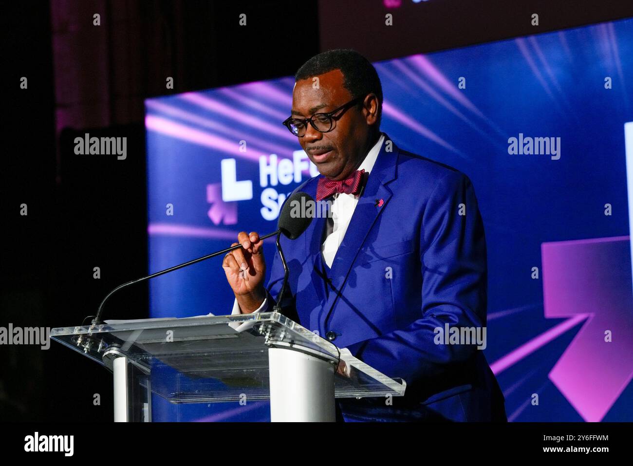 New York, États-Unis. 24 septembre 2024. New York, États-Unis. 24/09/24, New York, New York, États-Unis Akinwumi Adesina PDG de la Banque africaine de développement lors du 10e Gala annuel He for She, qui s'est tenu au Guastavino's, mardi 24 septembre 2024 à New York crédit : Jennifer Graylock/Alamy Live News Banque D'Images