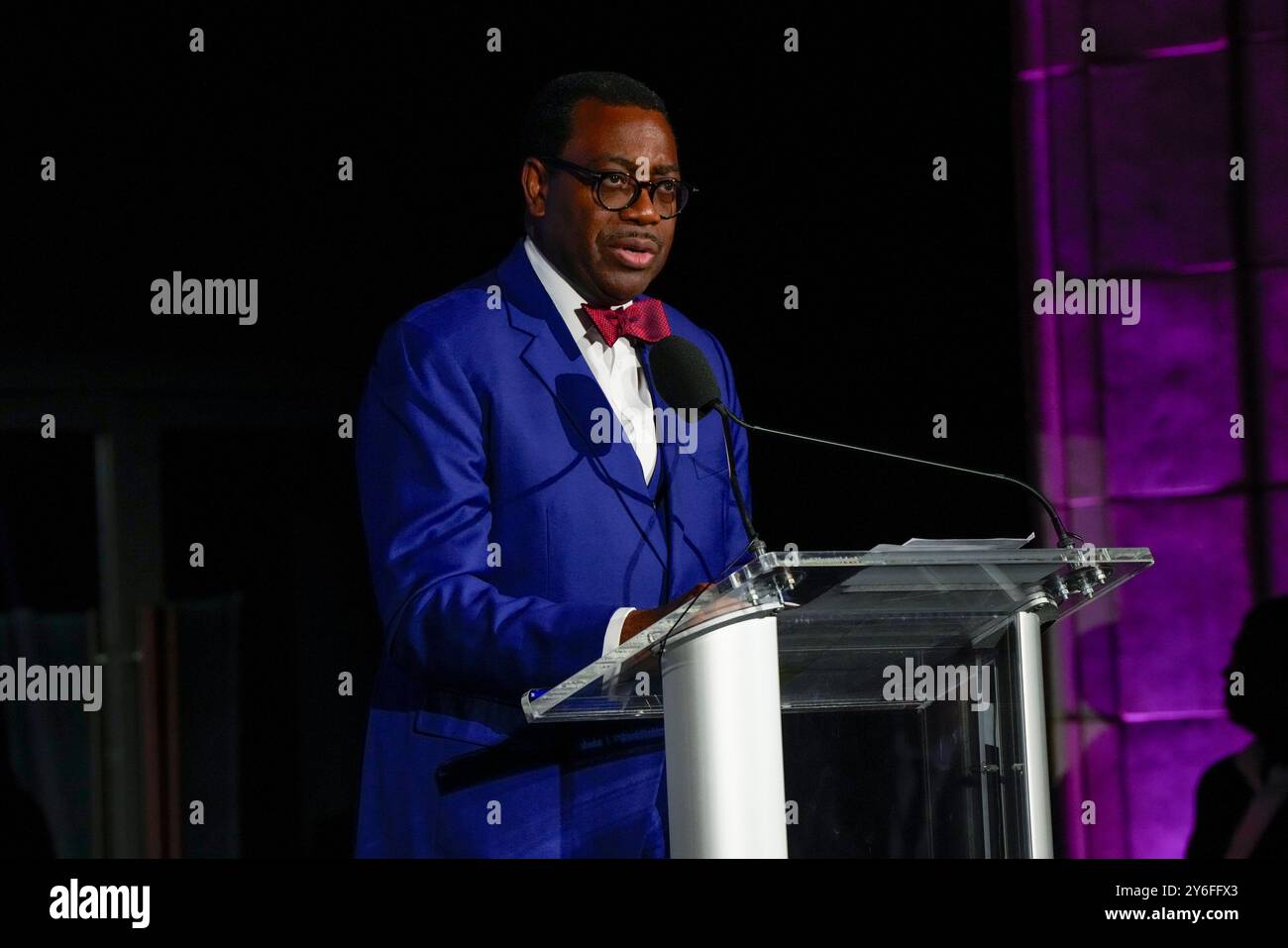 New York, États-Unis. 24 septembre 2024. New York, États-Unis. 24/09/24, New York, New York, États-Unis Akinwumi Adesina PDG de la Banque africaine de développement lors du 10e Gala annuel He for She, qui s'est tenu au Guastavino's, mardi 24 septembre 2024 à New York crédit : Jennifer Graylock/Alamy Live News Banque D'Images