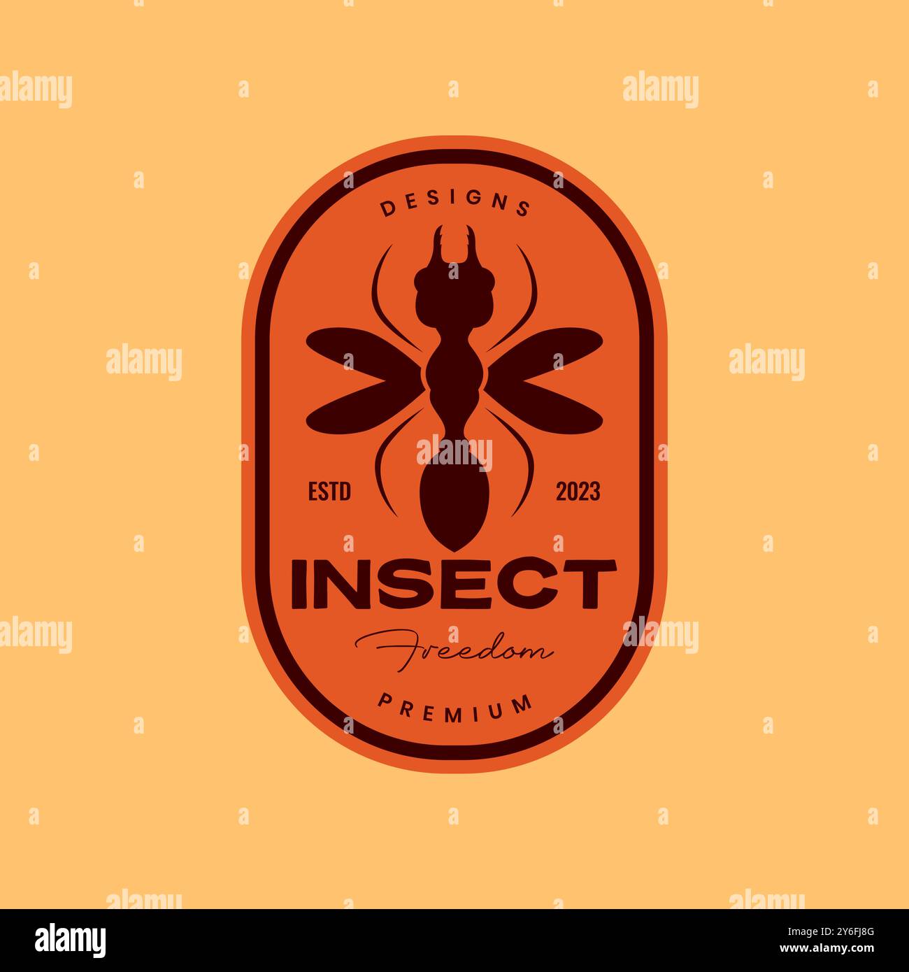 ant wings insecte vintage rétro style badge autocollant simple logo design vecteur icône illustration Illustration de Vecteur