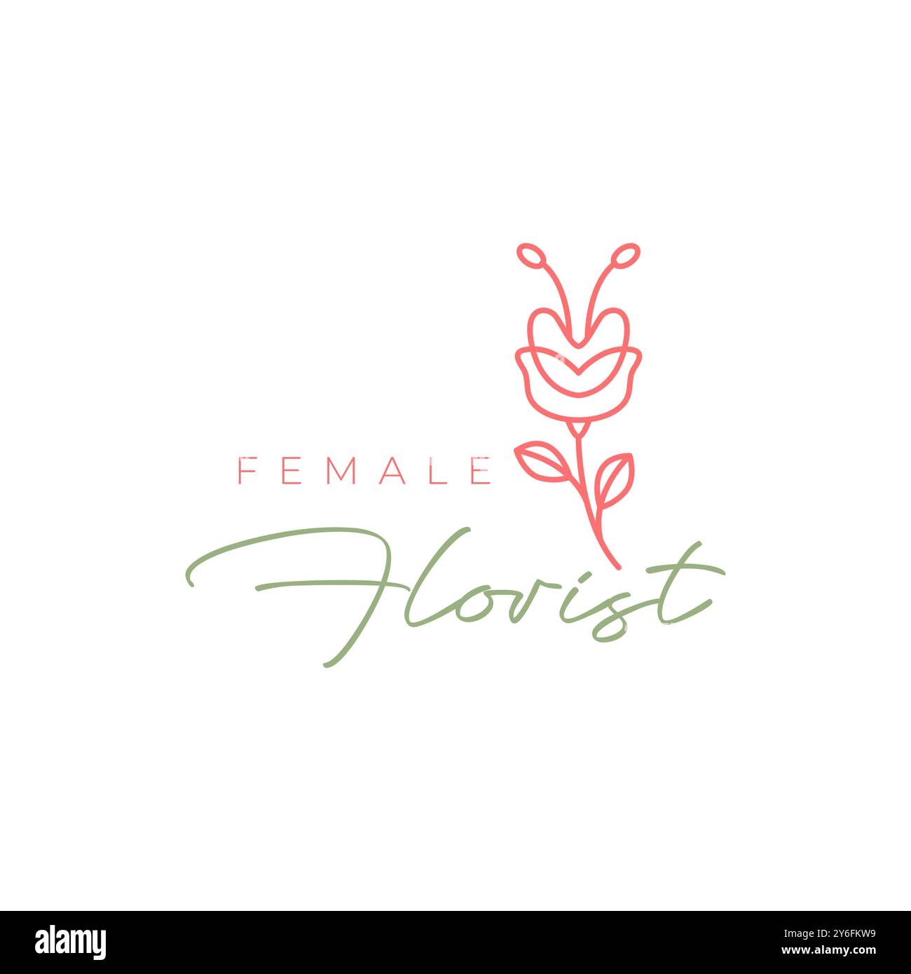 fleur féminine ligne art coloré modern minimal logo design vecteur Illustration de Vecteur