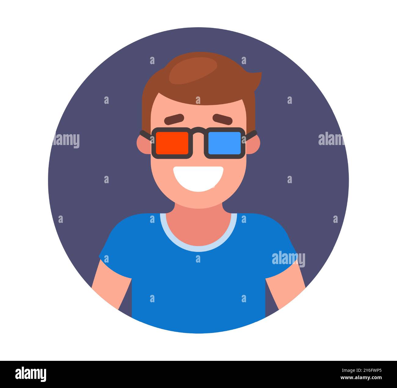 L'homme porte des lunettes 3D au cinéma. Cinéma 3D. Illustration de Vecteur
