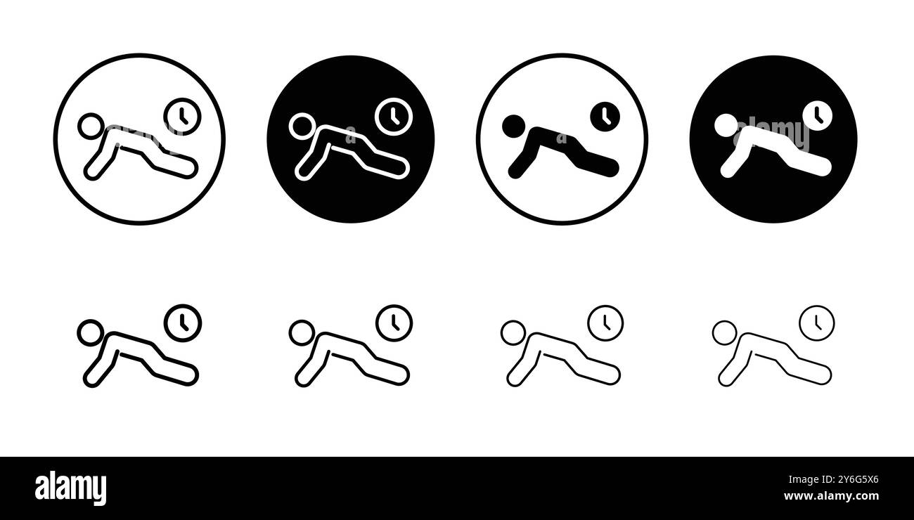 icône de temps d'exercice définie dans le style de contour de ligne mince et le signe vectoriel linéaire Illustration de Vecteur