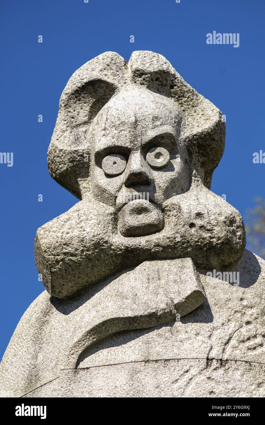 Bergen, Norvège, mai 2015 : gros plan et détail de la statue de Henrik Ibsen à Engen, la scène nationale, Bergen, Norvège, Europe Banque D'Images
