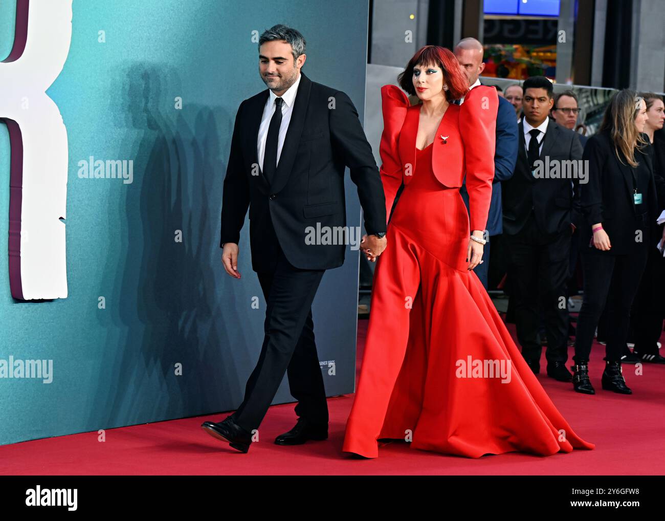 LONDRES, ROYAUME-UNI. 25 septembre 2024. Lady Gaga et Michael Polansky assistent à la première de Joker : folie à deux UK au Cineworld Leicester Square à Londres. (Photo de 李世惠/Voir Li/Picture Capital) crédit : Voir Li/Picture Capital/Alamy Live News Banque D'Images