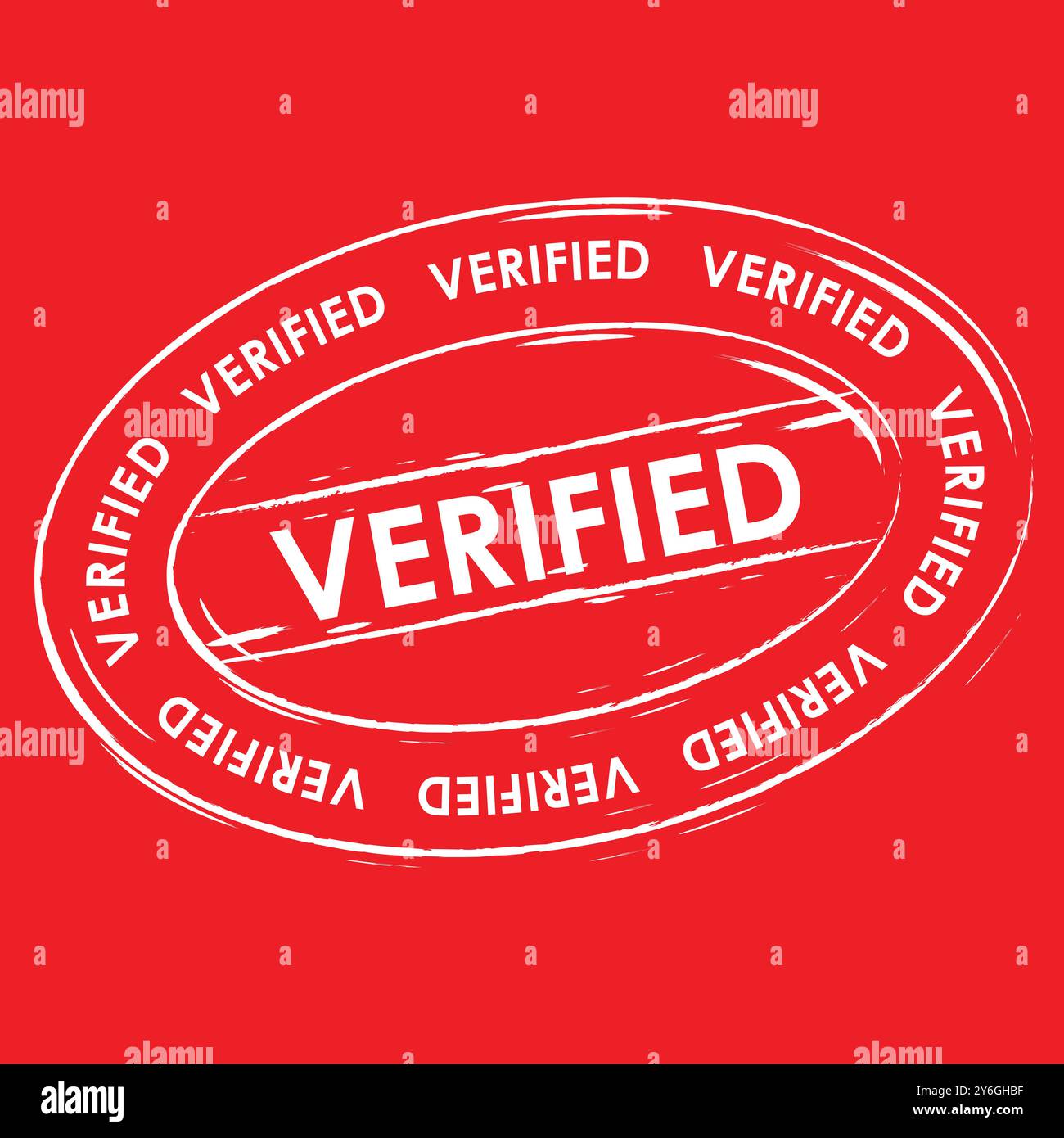 Logo vérifié sur fond rouge, pour une utilisation par l'entreprise Illustration de Vecteur