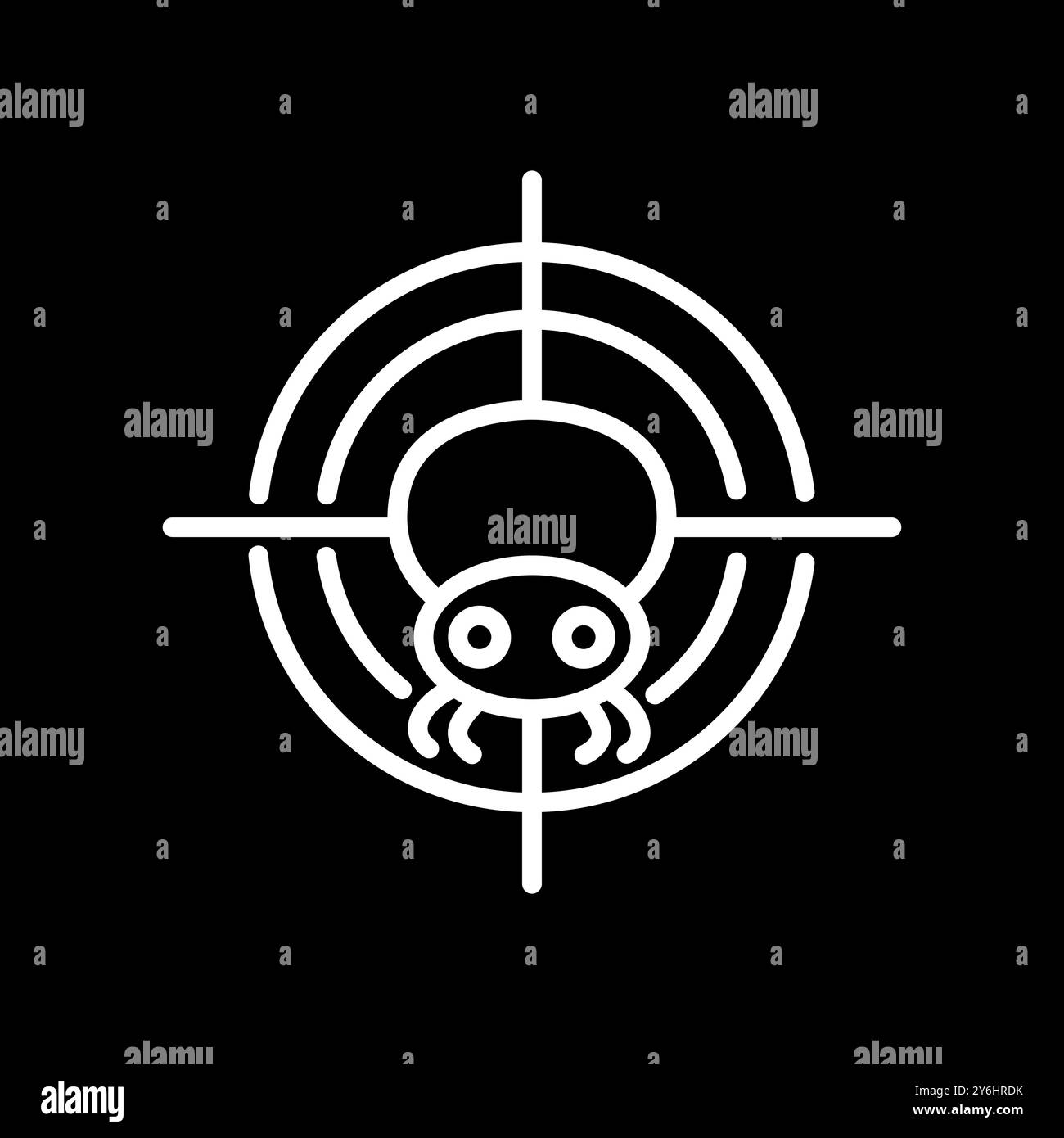 fenêtre toile d'araignée mascotte dessin animé mignon style de ligne de mise au point cible minimal moderne simple logo design illustration d'icône vectorielle Illustration de Vecteur