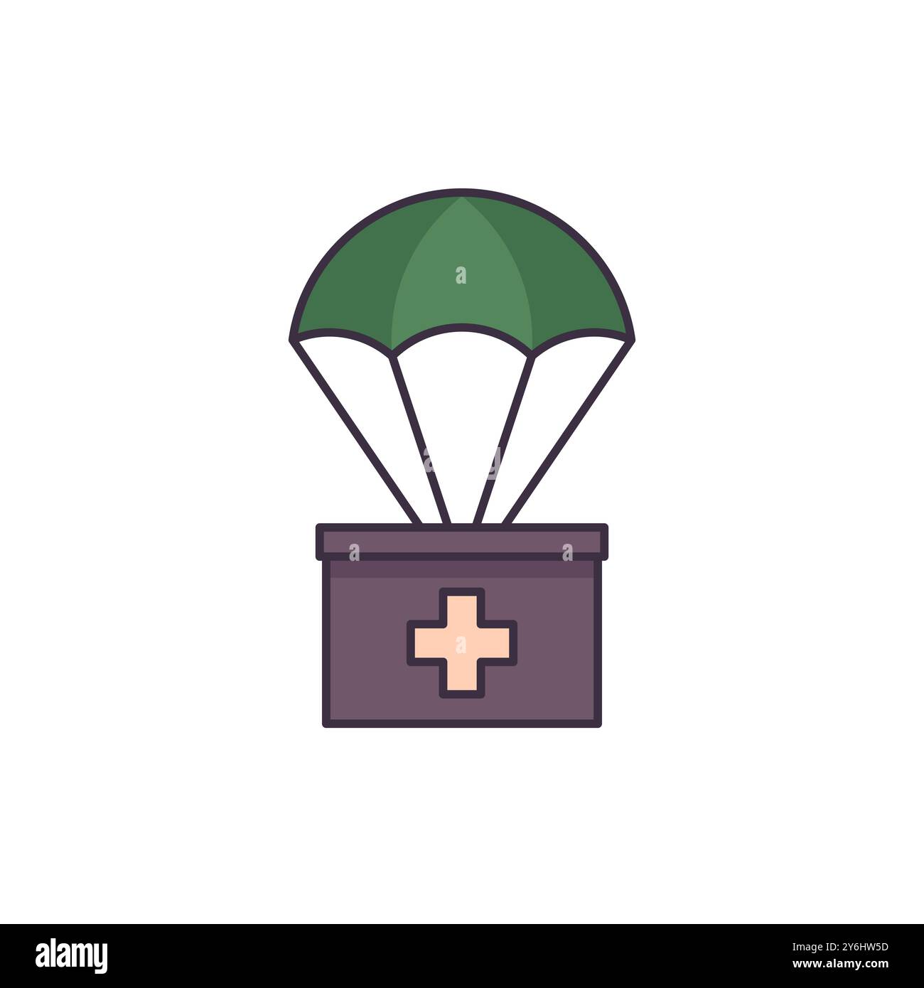 icône de l'aide humanitaire avec un parachute, vecteur Illustration de Vecteur