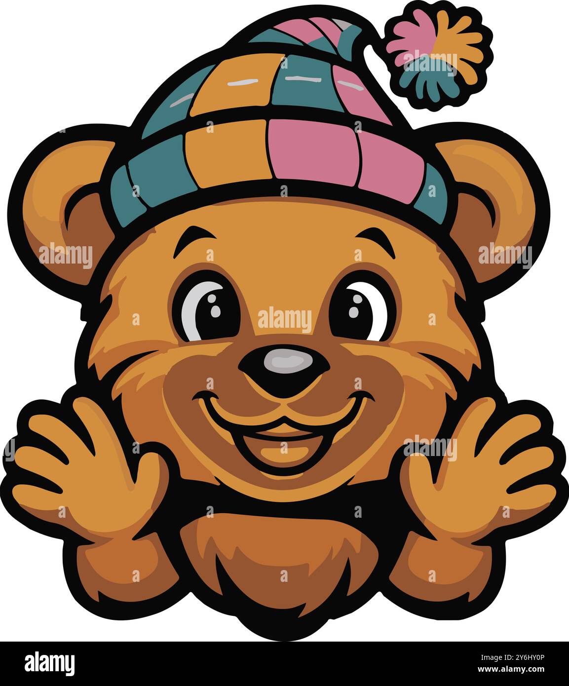 Mascotte d'ours avec illustration vectorielle de chapeau d'hiver Illustration de Vecteur