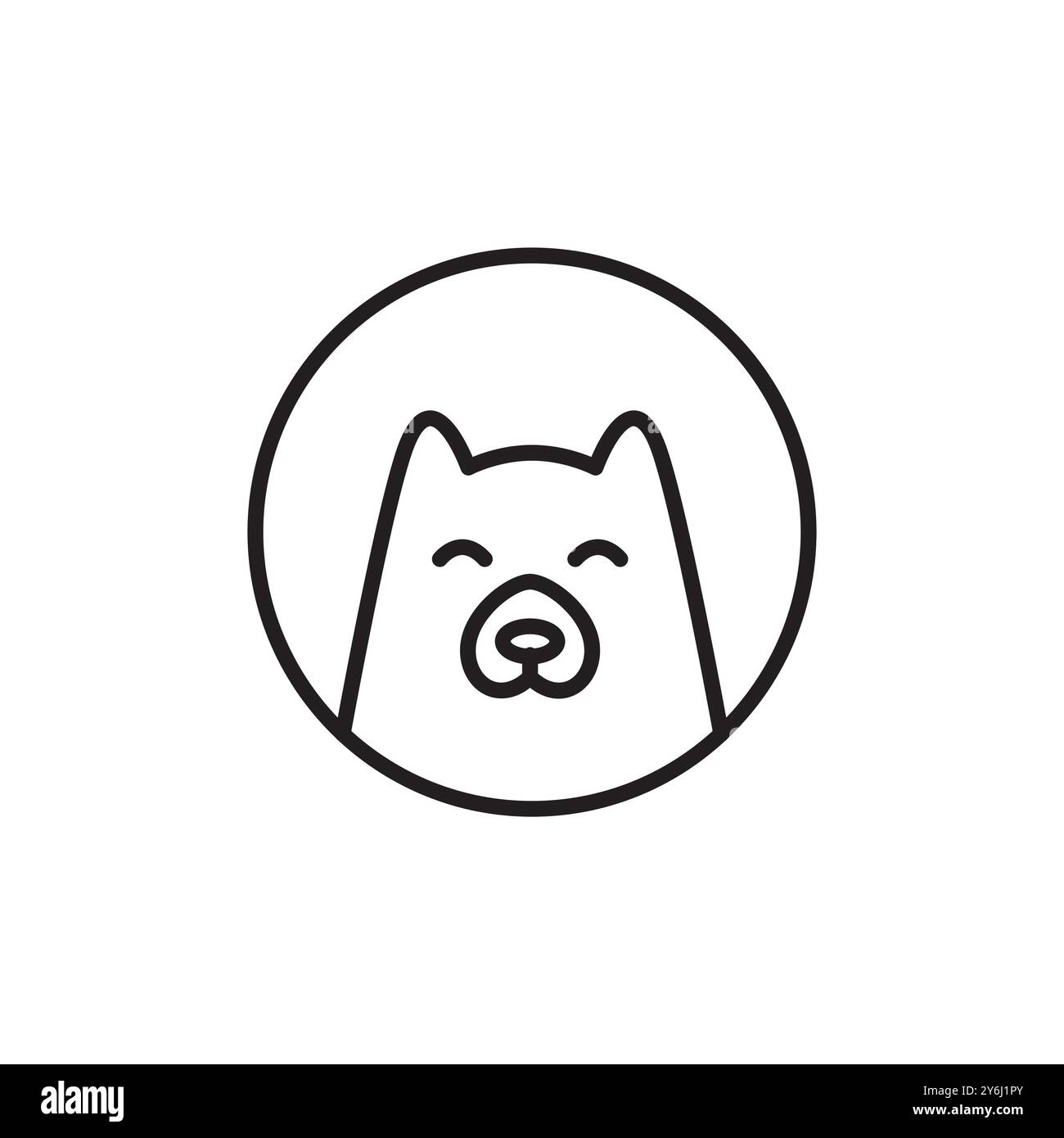 tête d'ours de bébé mignon dans le vecteur de conception de logo de ligne de dessin animé de cercle Illustration de Vecteur