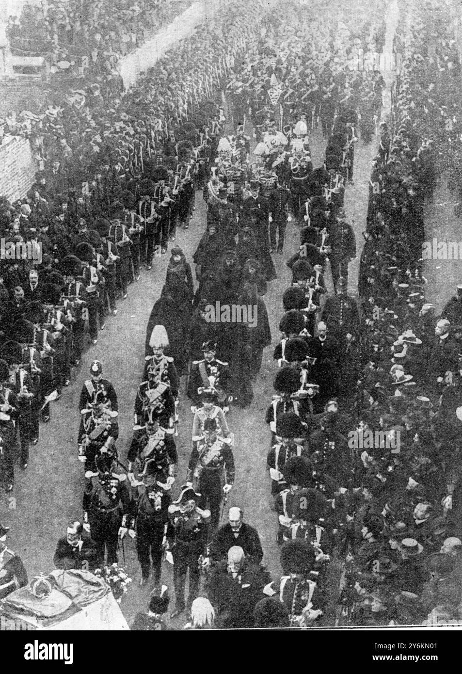 Les funérailles de la reine Victoria les pleurés royaux, les têtes couronnées, les princes et les princesses passant par Cowes, île de Wight. 2 février 1901 Banque D'Images