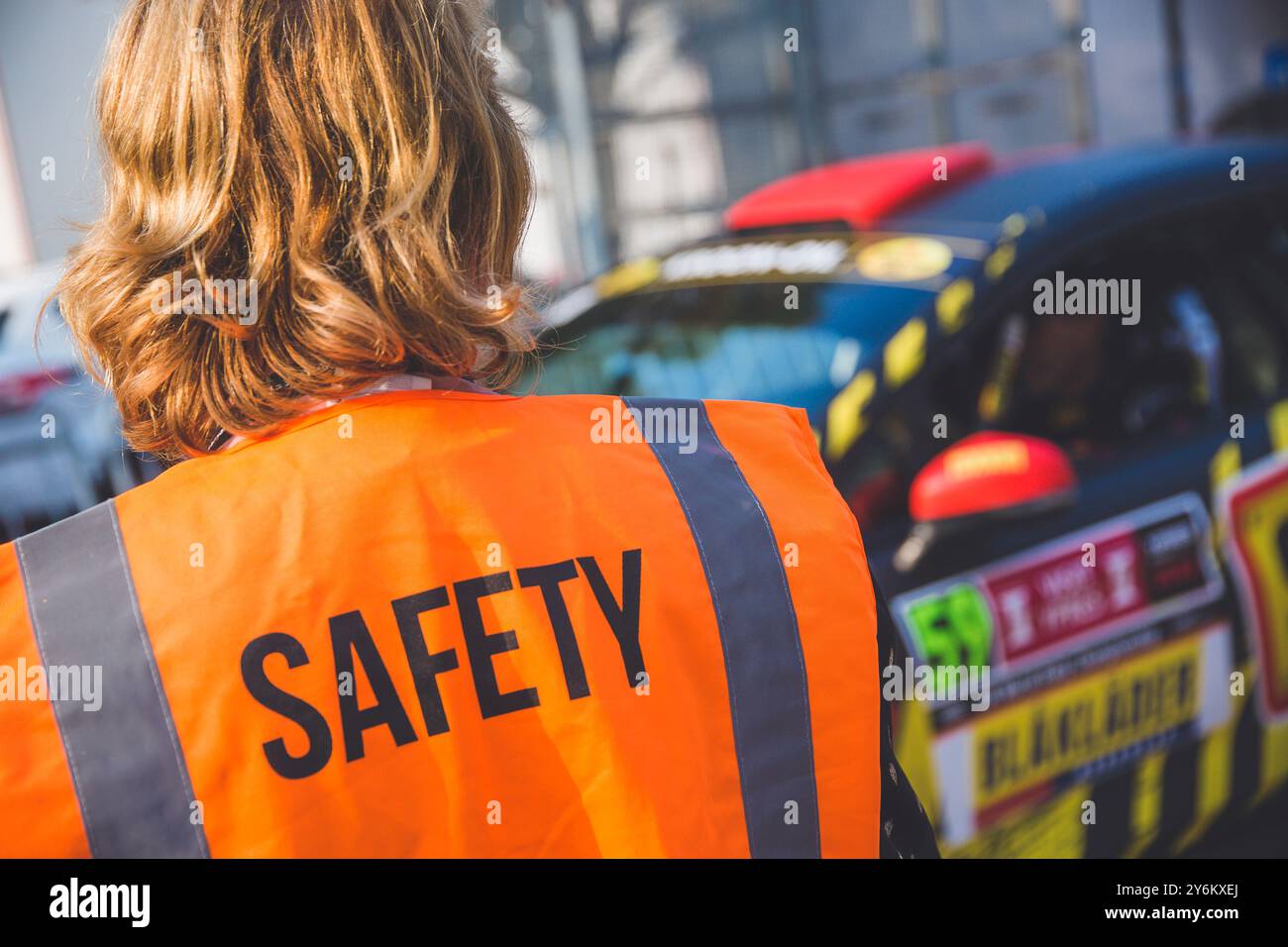 Course automobile, sécurité Banque D'Images