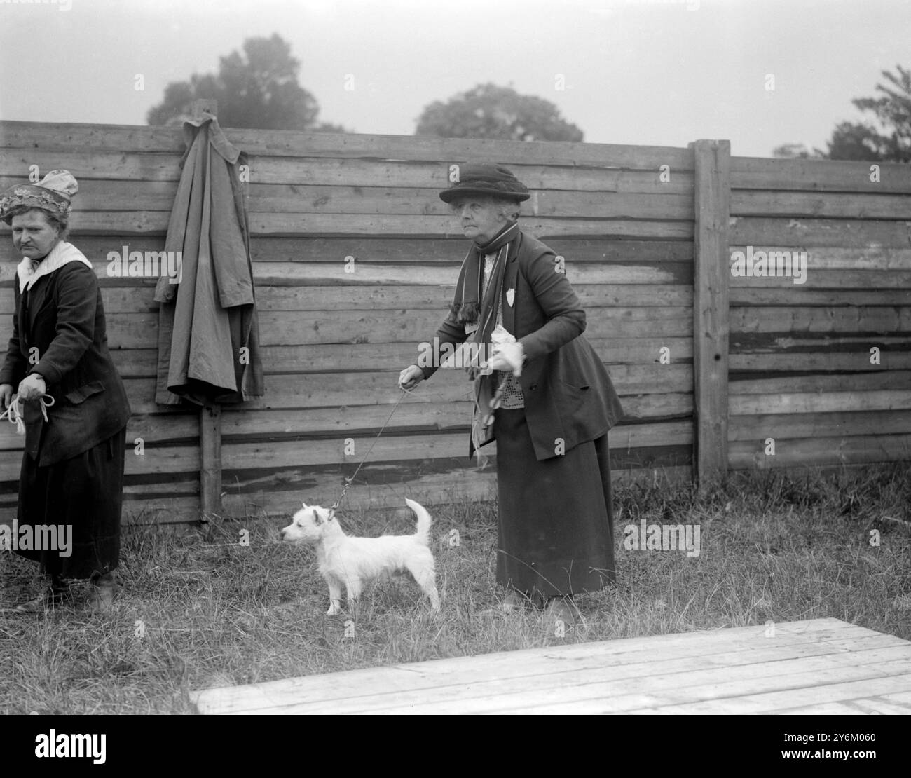 Spectacle National Terrier Club à Cambridge. Mme Gerald Lascelles (??) Avec son Terrier blanc West Highland 'Lyndhurst Laird' Banque D'Images
