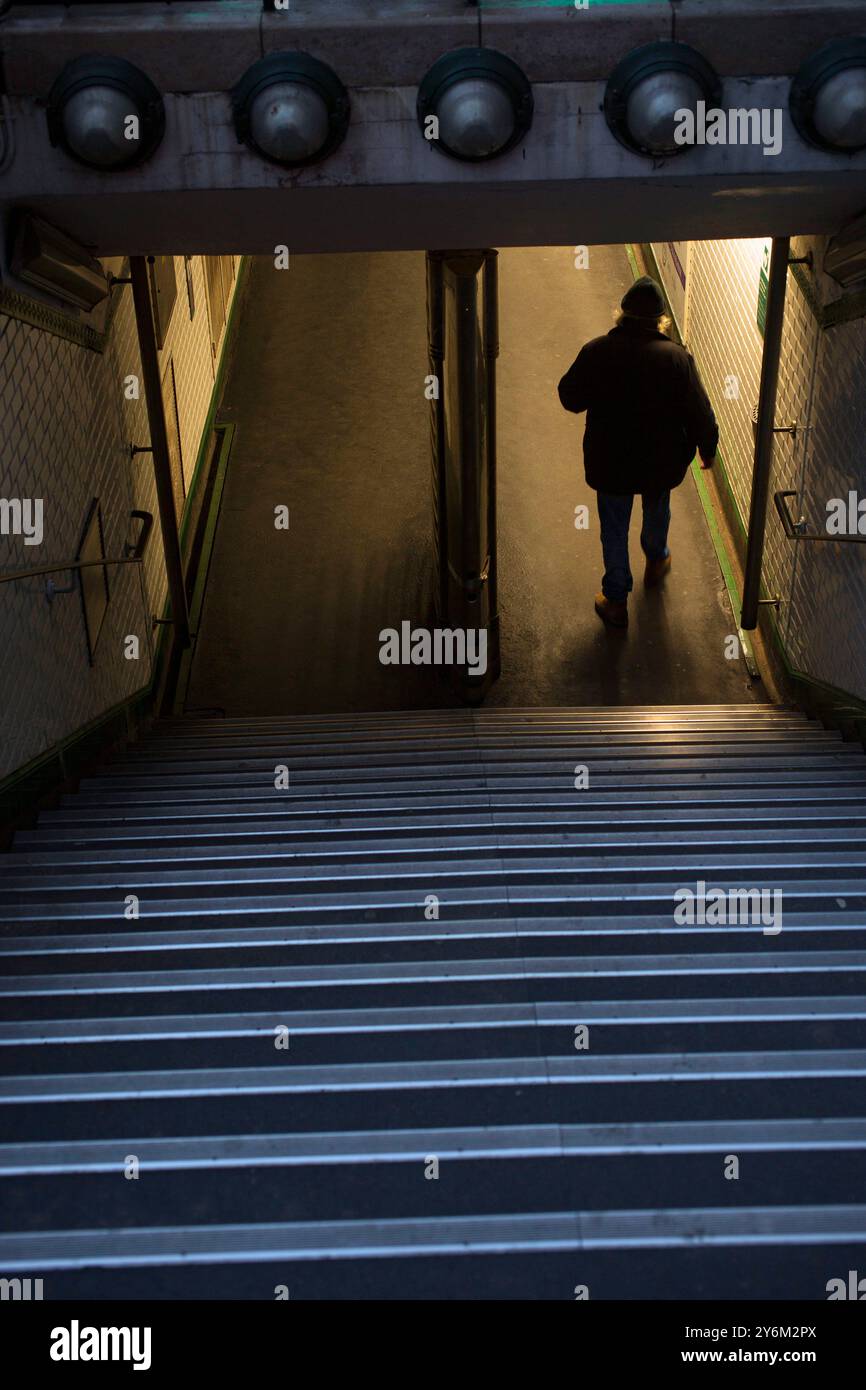 France, Paris, 75, 2ème arrondissement, entrée de la station de métro les grands Boulevards. Banque D'Images