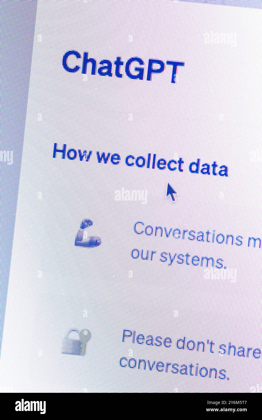 ChatGPT, chatbot IA avancé interagissant de manière conversationnelle Banque D'Images