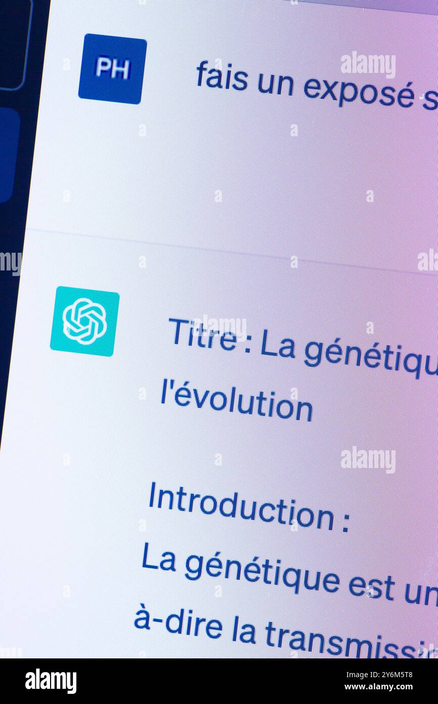 ChatGPT, chatbot IA avancé interagissant de manière conversationnelle Banque D'Images