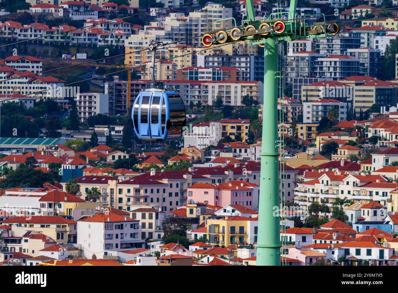 Portugal, île de Madère, Funchal, téléphérique reliant la ville basse au jardin tropical Banque D'Images