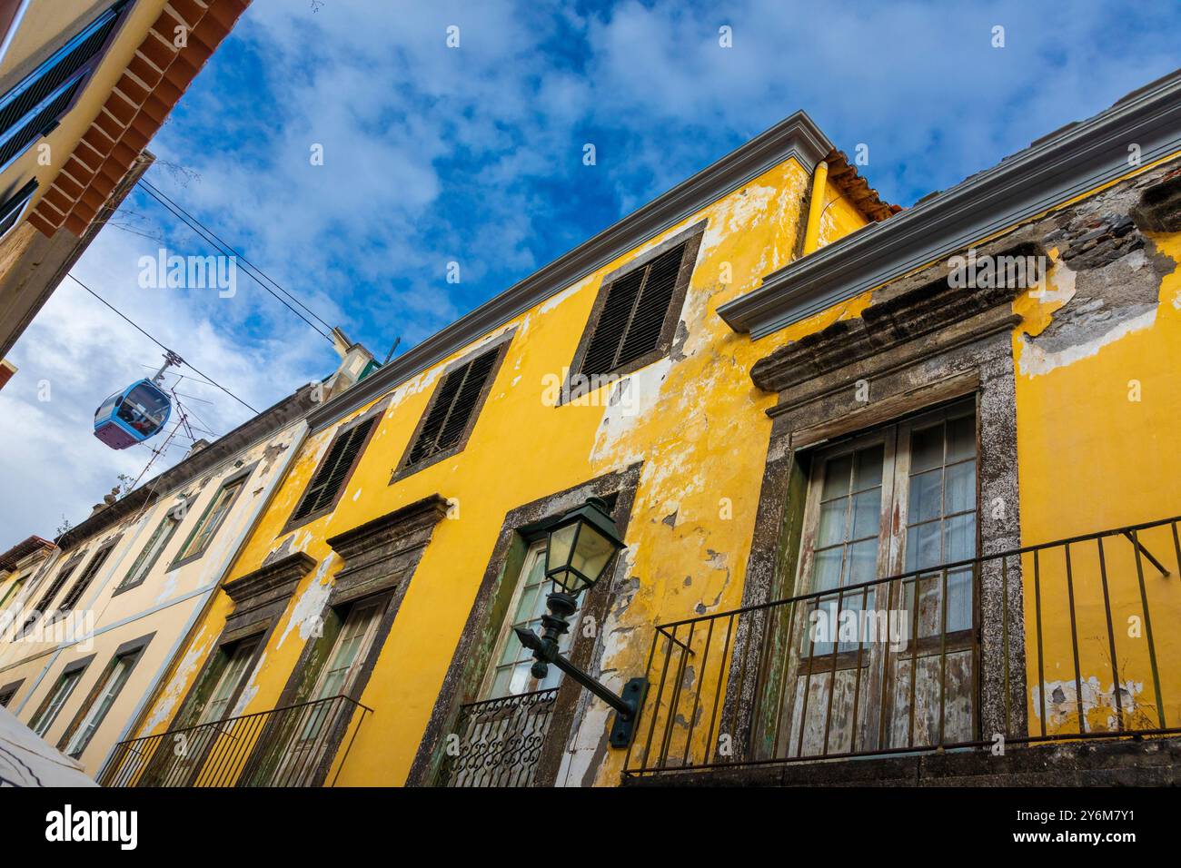 Portugal, île de Madère, Funchal, téléphérique reliant la ville basse au jardin tropical Banque D'Images