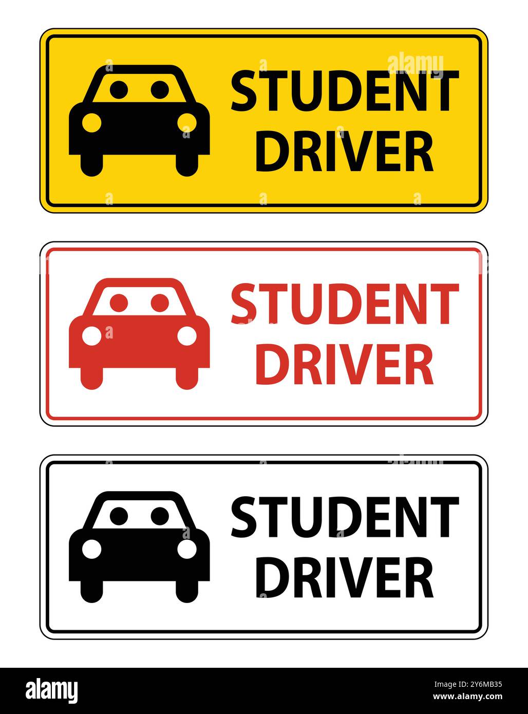 Signe d'avertissement, signe de conducteur étudiant Illustration de Vecteur