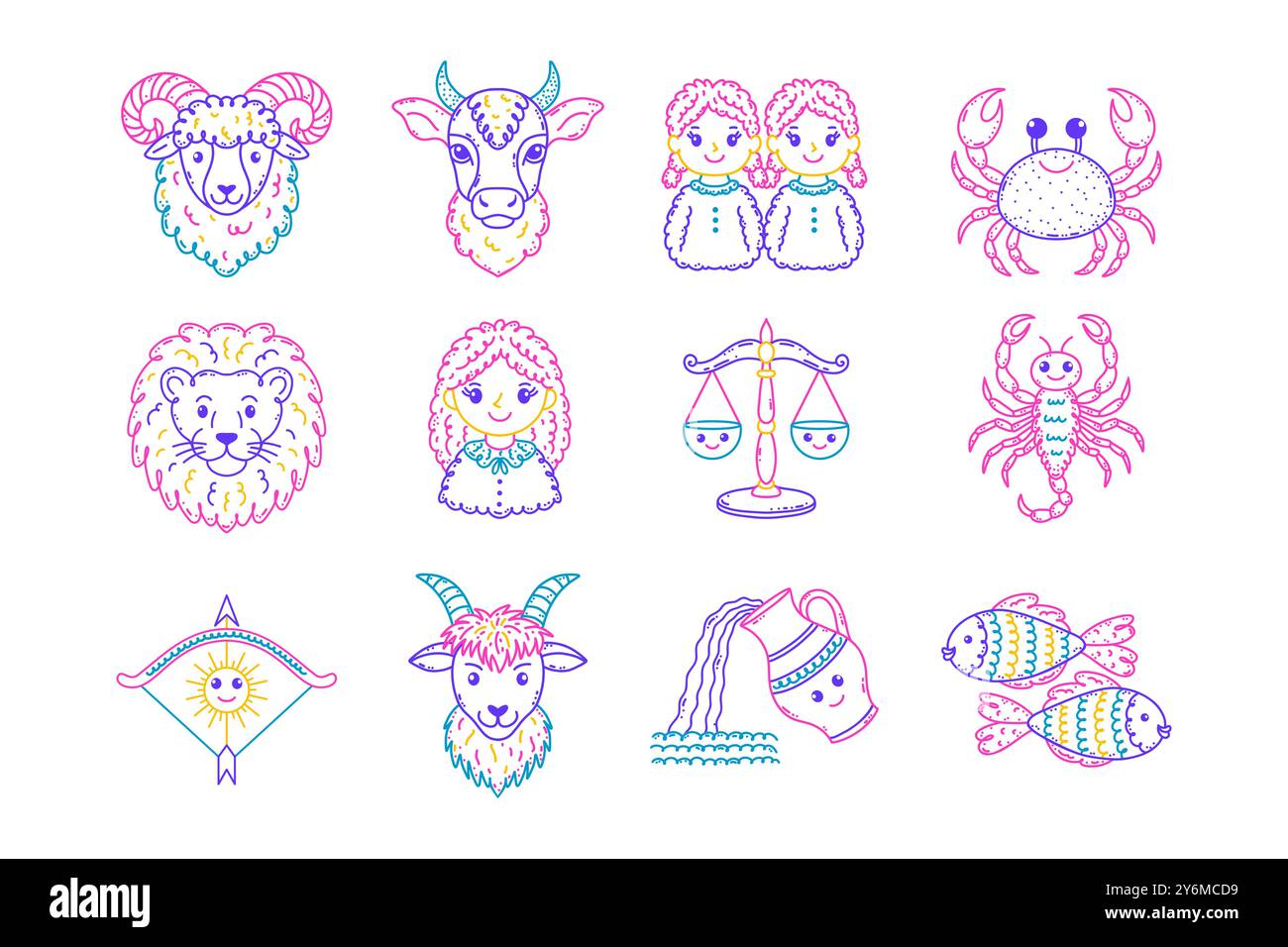 Signes du zodiaque pour l'illustration des enfants Illustration de Vecteur