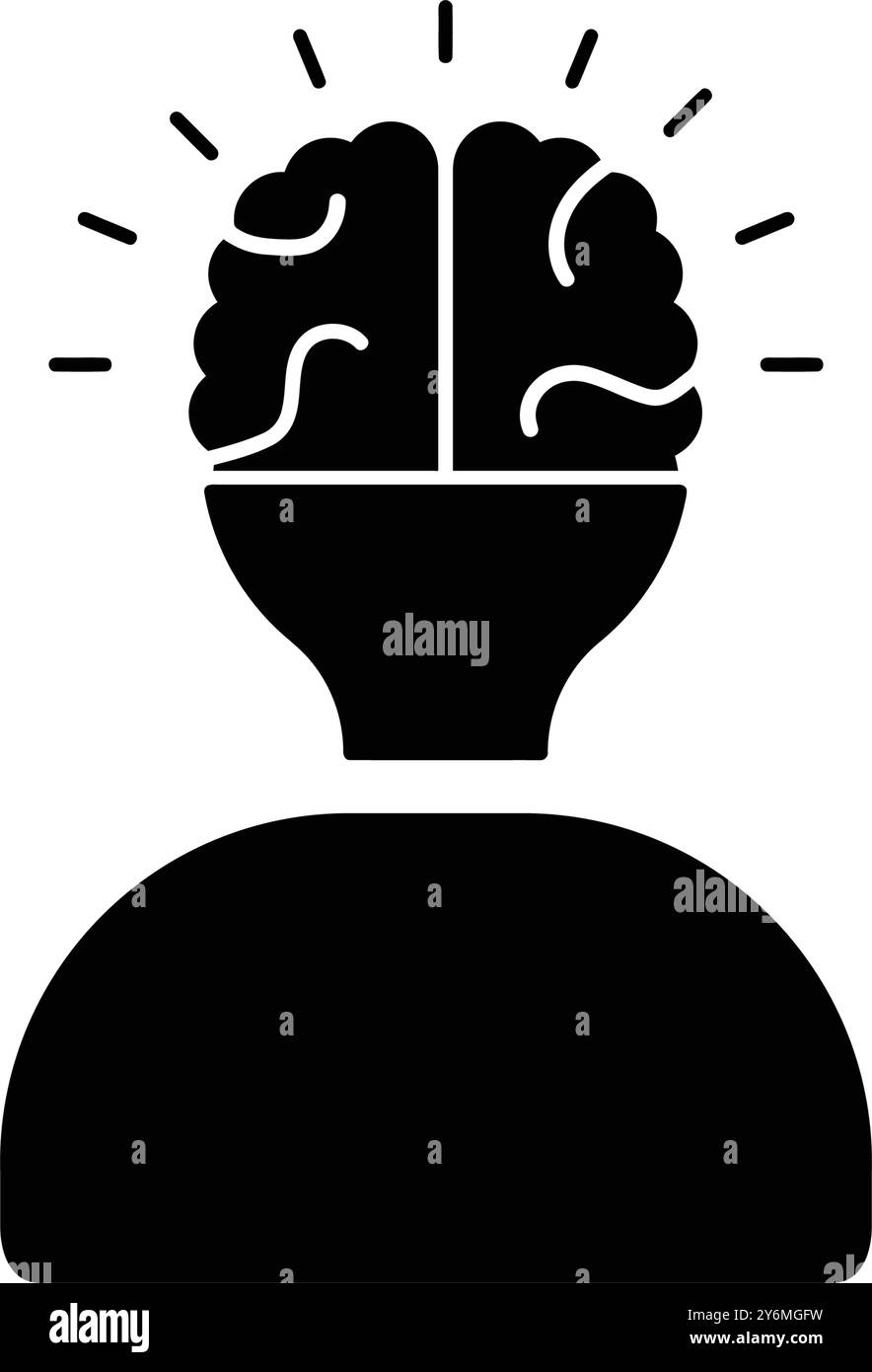 Ampoule d'idée et de solutions créatives et icône de cerveau humain Illustration de Vecteur