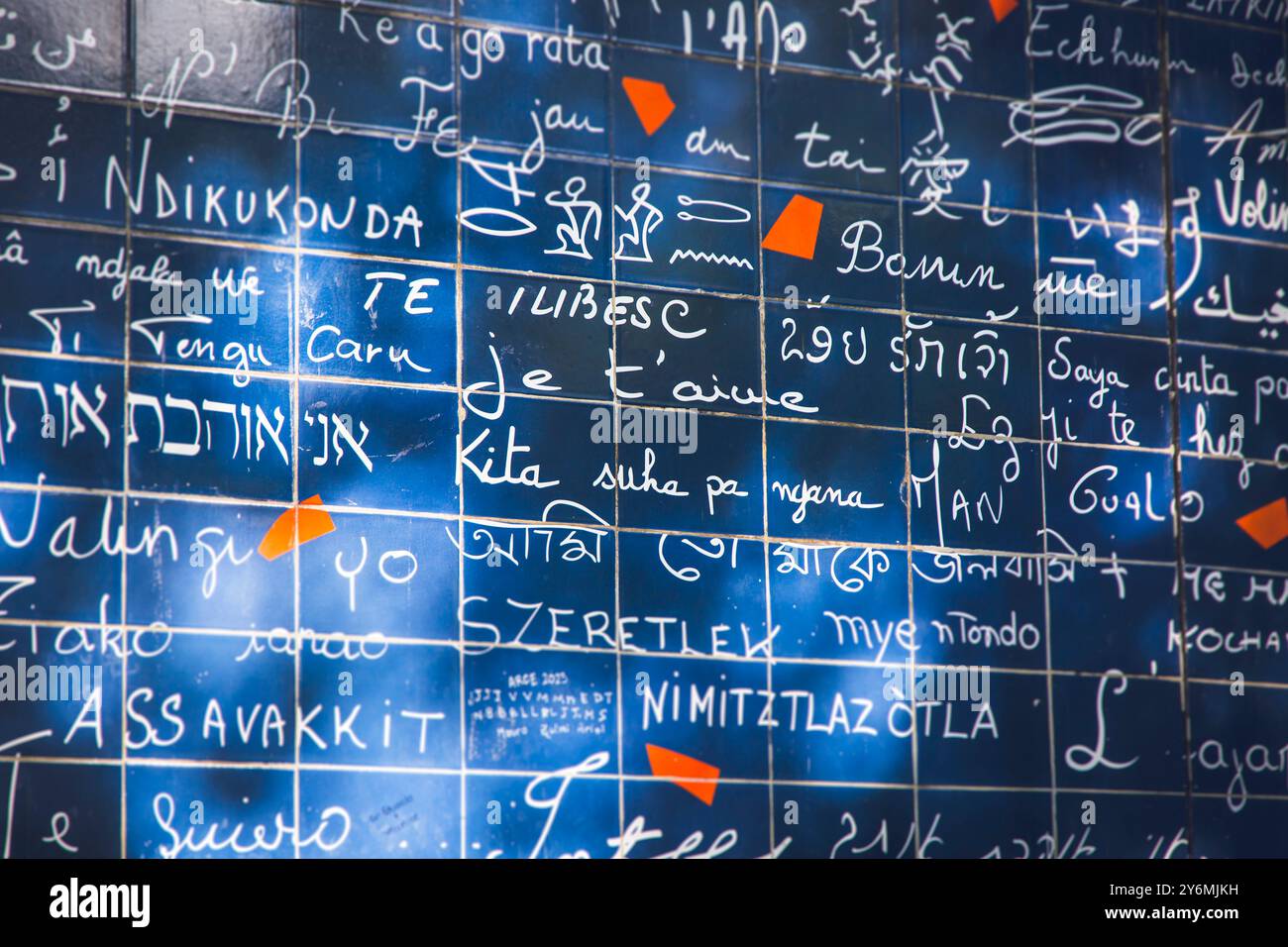 France, Ile-de-France, Paris, Montmartre, le mur de je t'aime , place des Abbesses Banque D'Images