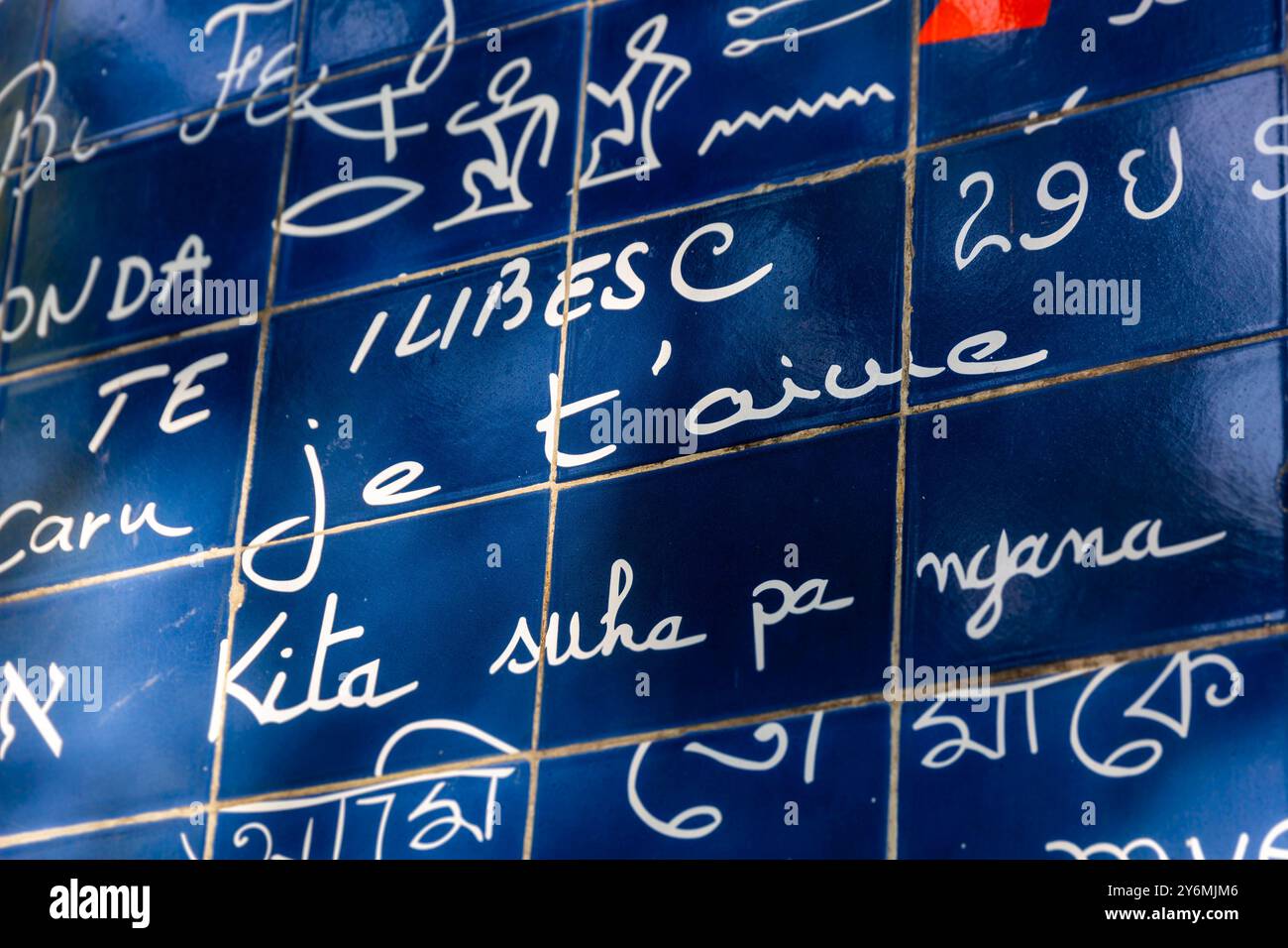 France, Ile-de-France, Paris, Montmartre, le mur de je t'aime , place des Abbesses Banque D'Images