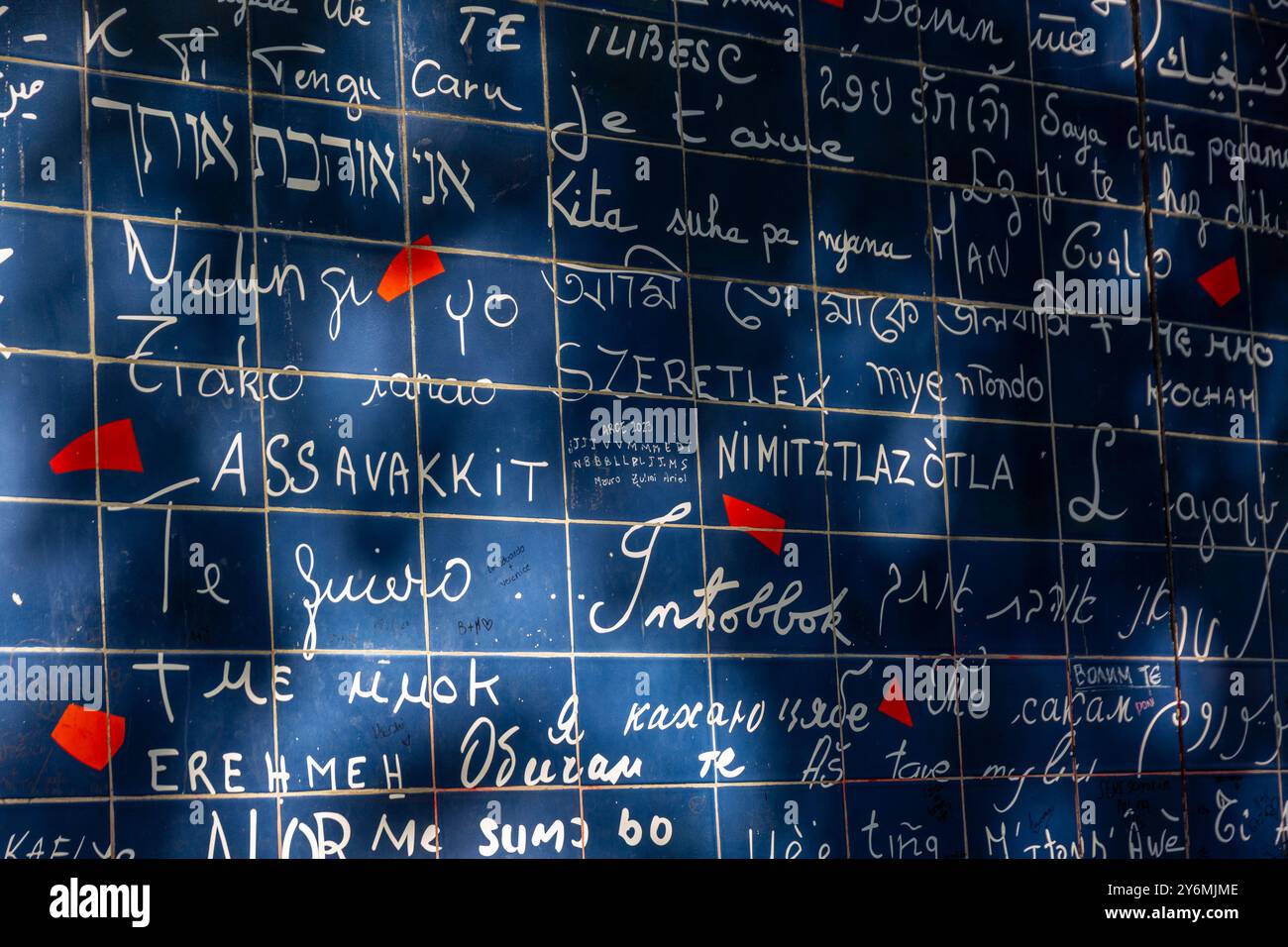 France, Ile-de-France, Paris, Montmartre, le mur de je t'aime , place des Abbesses Banque D'Images