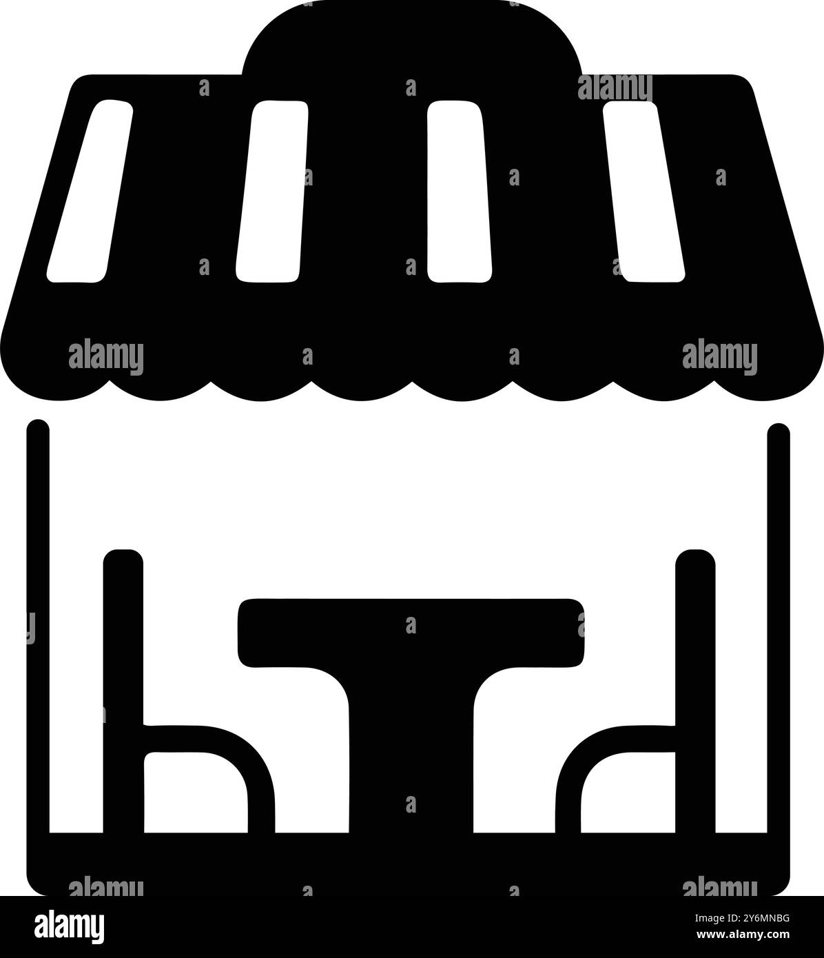 Chaise, table, parasol, café, icône de terrasse de café Illustration de Vecteur