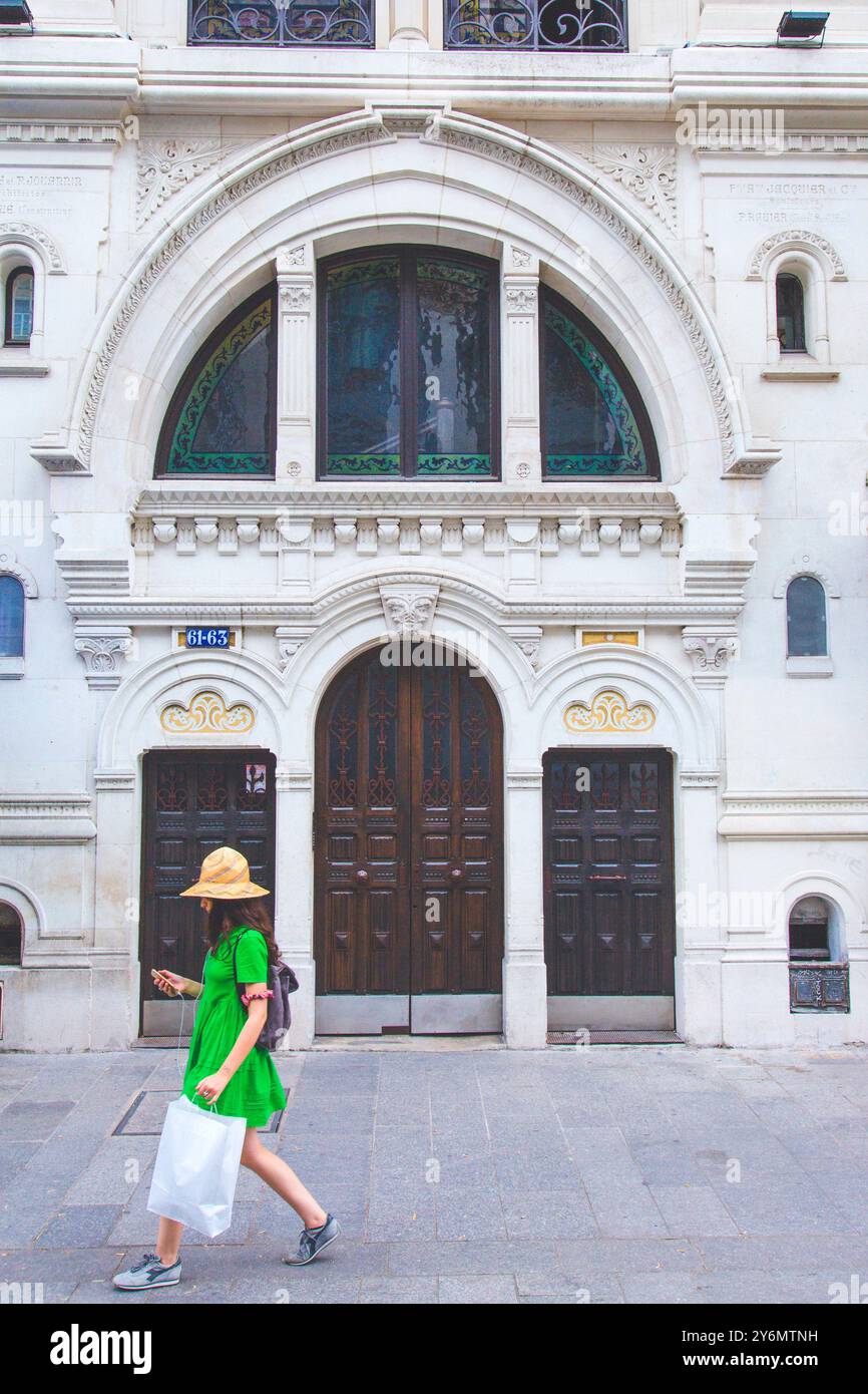 France, ile-de-France, Paris, Rue Reaumur, mélange d'Art Nouveau et d'Art néo-gothique Banque D'Images